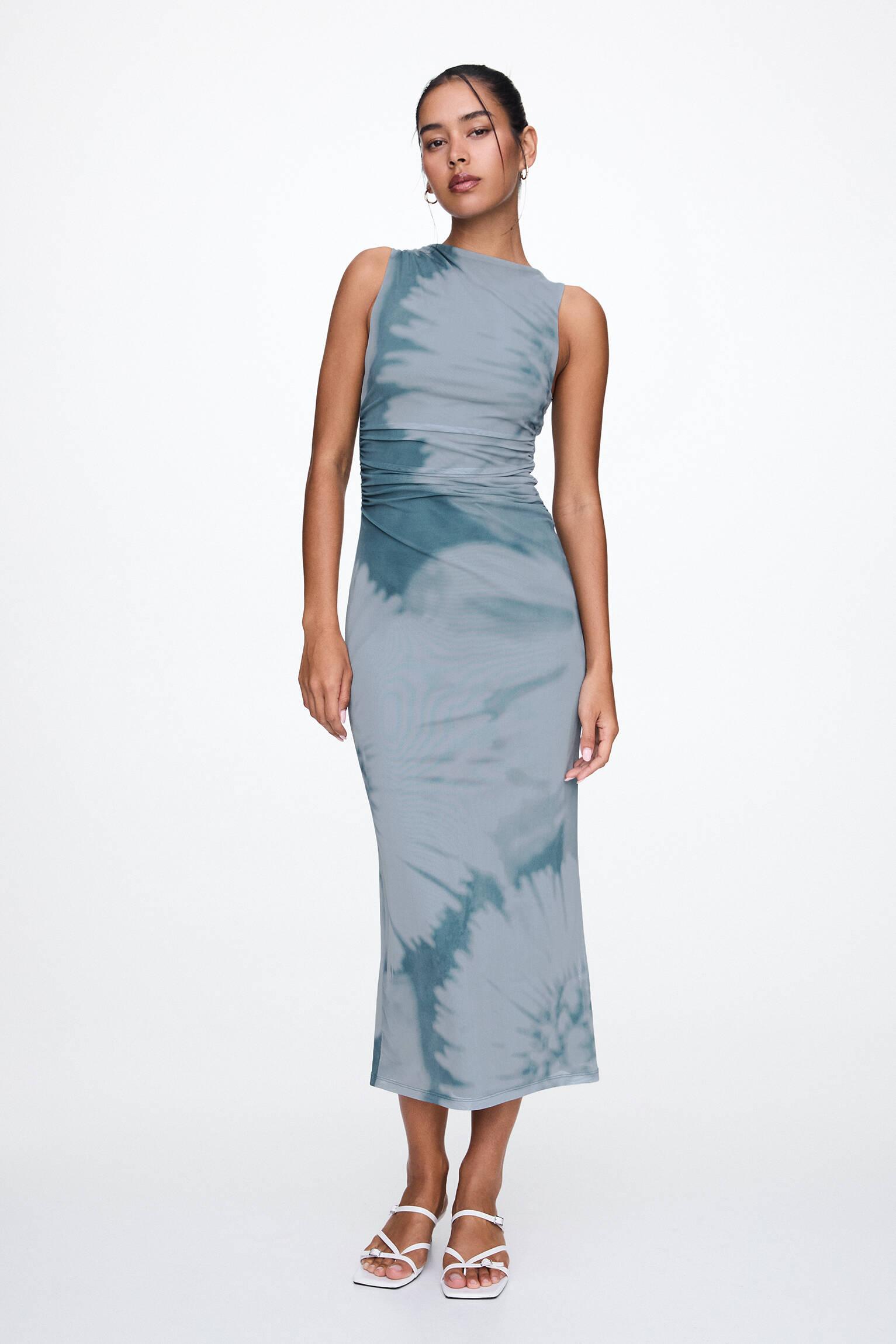 Pull&Bear Tie-Dye Tulle Midi Dress in Blue Lyst UK