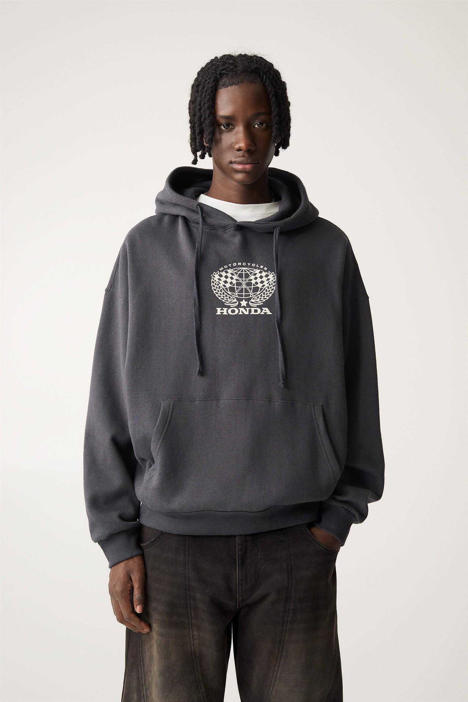 Grey Sweatshirt Pull And Bear Rolling Stones Hoodie Pull&Bear