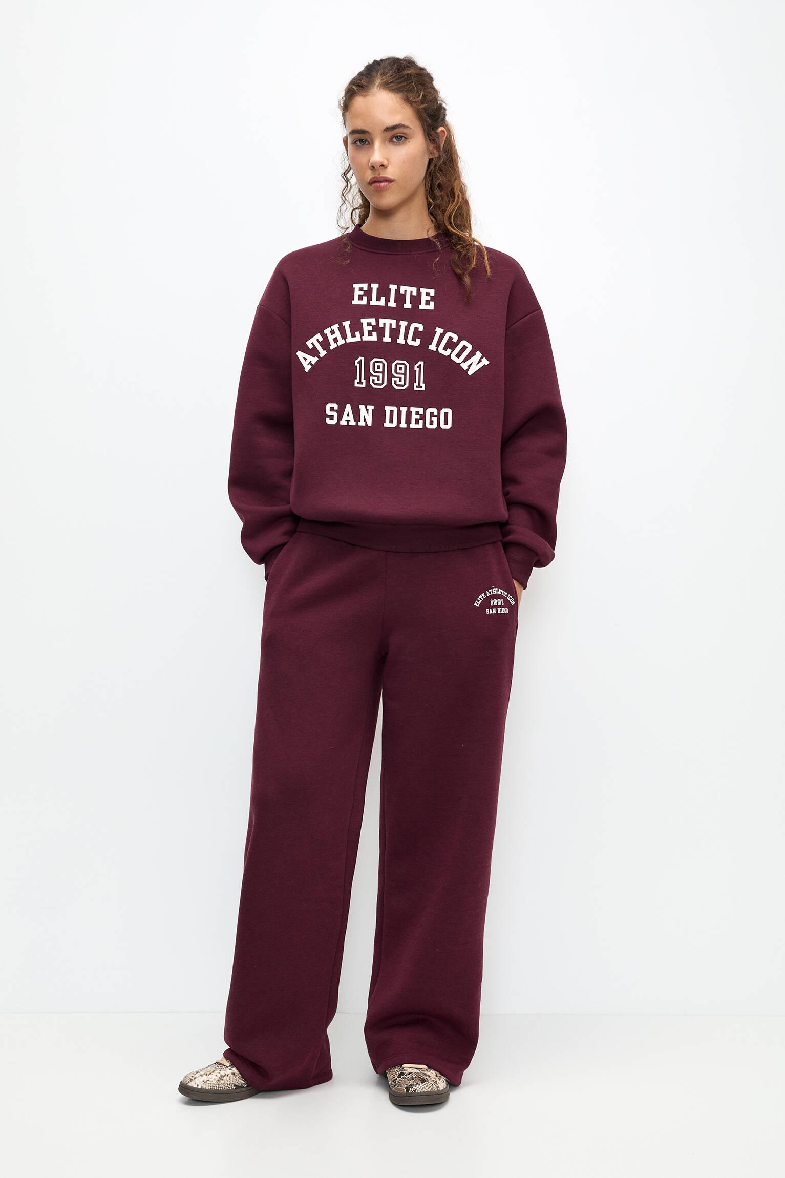 Pull Bear University Tracksuit Bottoms in Red Lyst UK