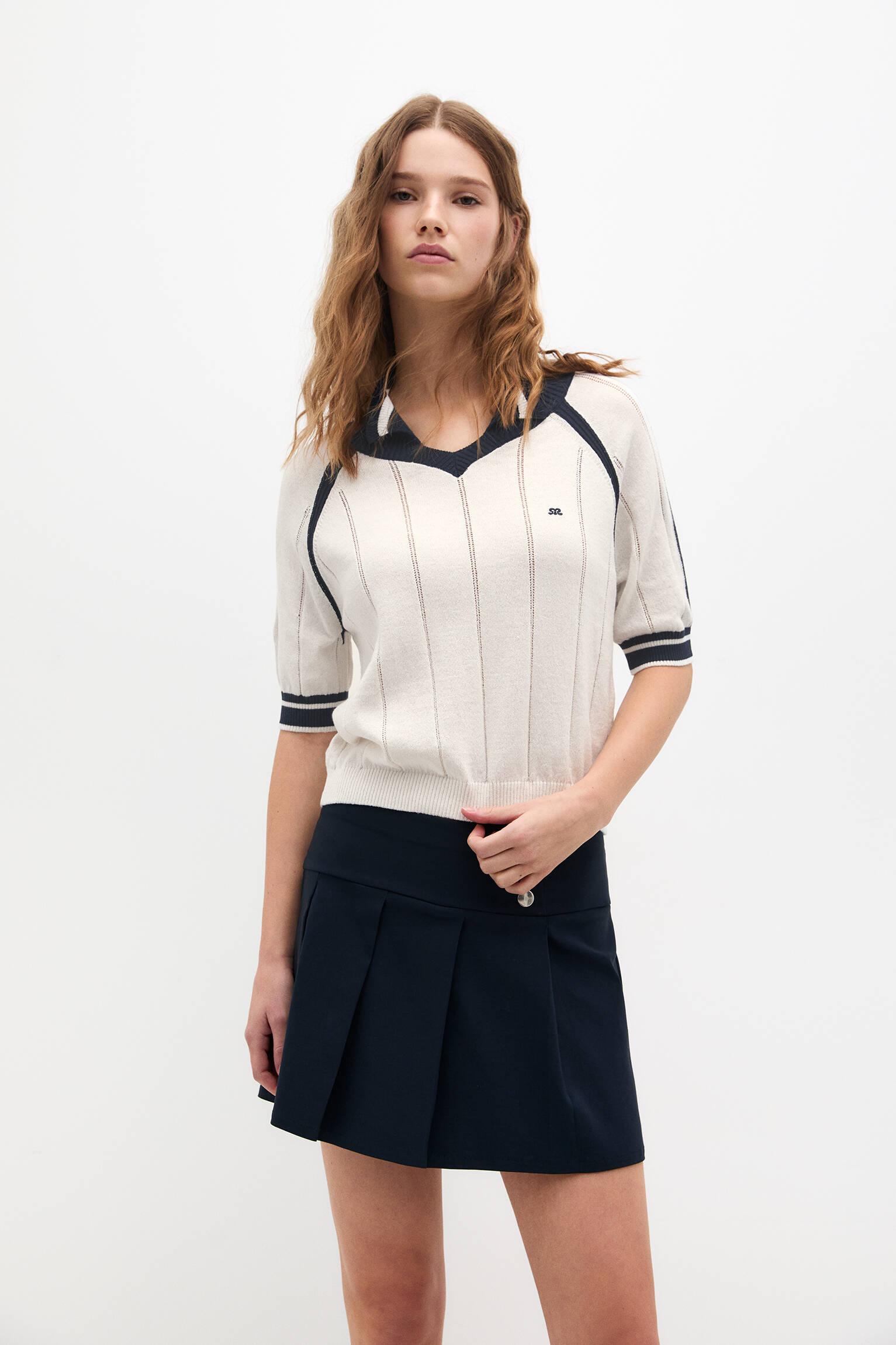 Pull Bear Striped Knit Polo Sweater in Blue Lyst UK