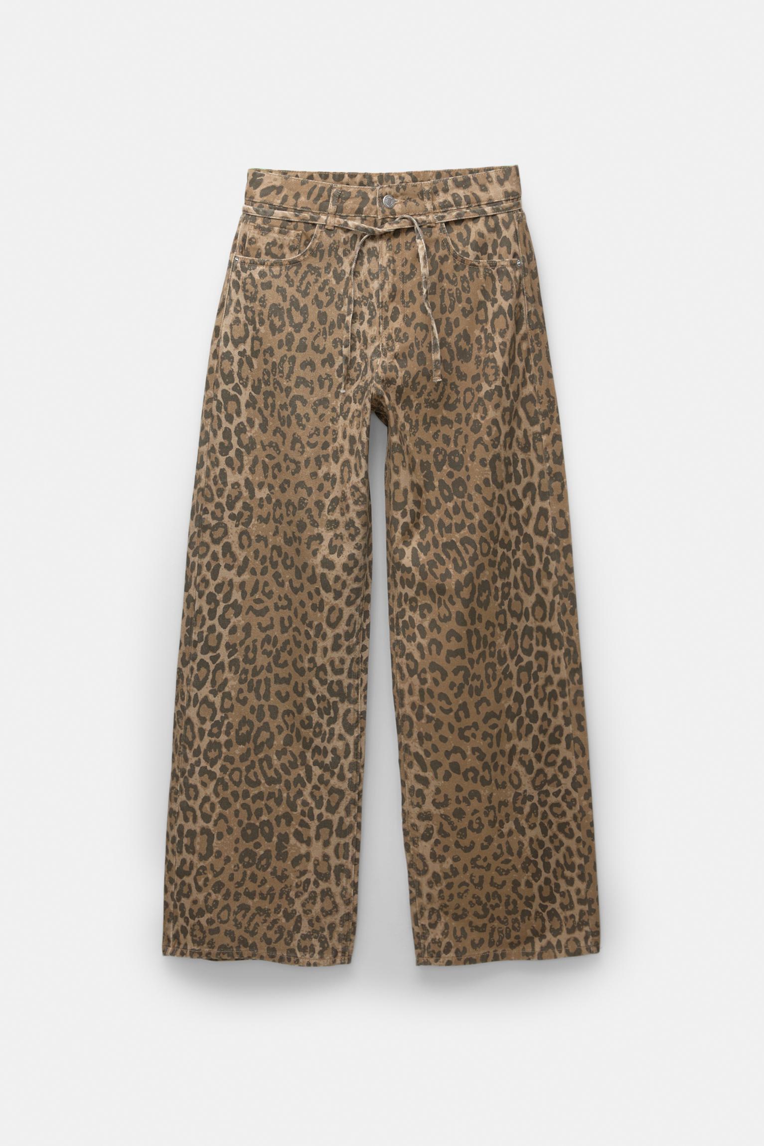 Pull&Bear Belted Leopard Print Jeans in Natural Lyst UK