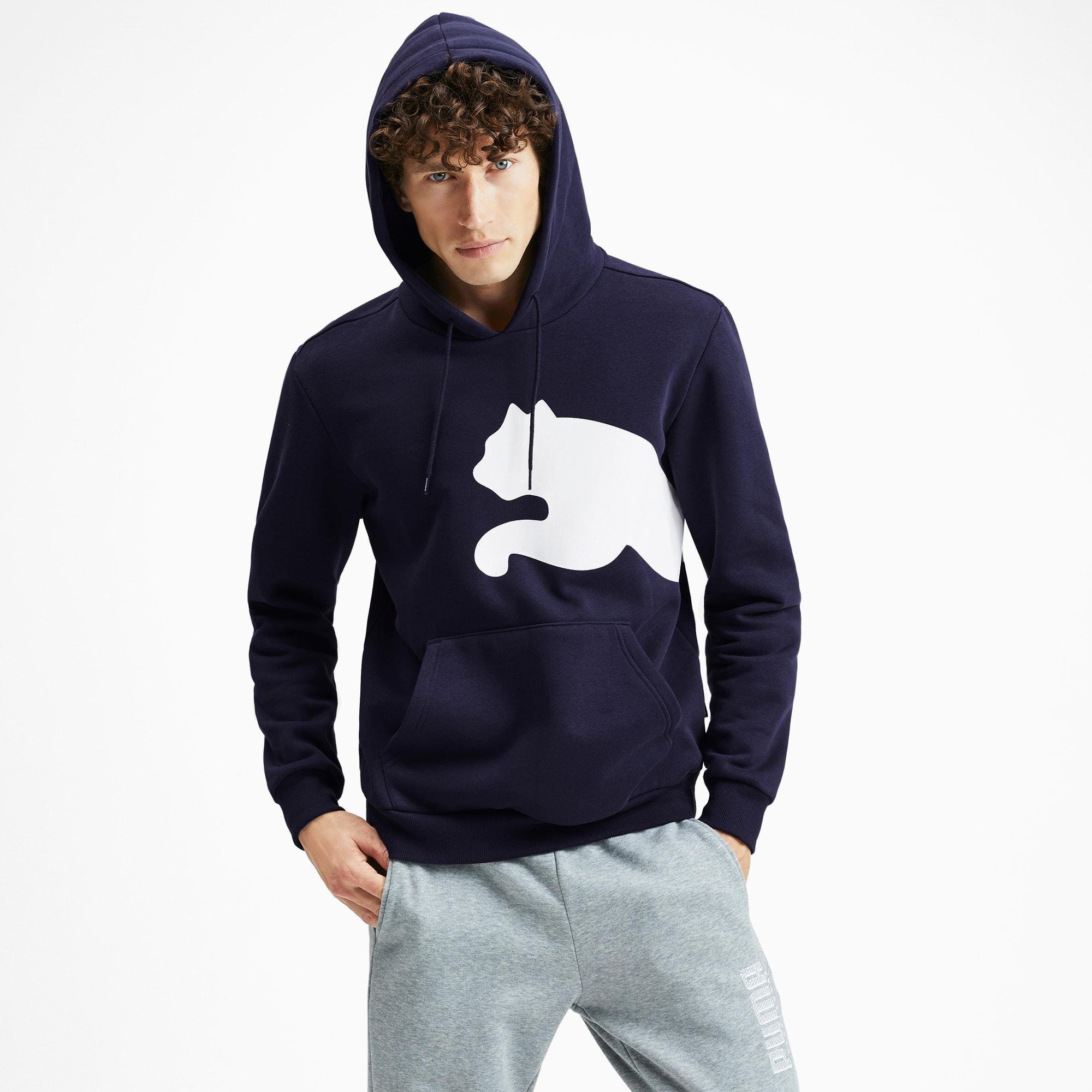 PUMA Big Logo Men\'s Fleece Hoodie in Blue for Men | Lyst