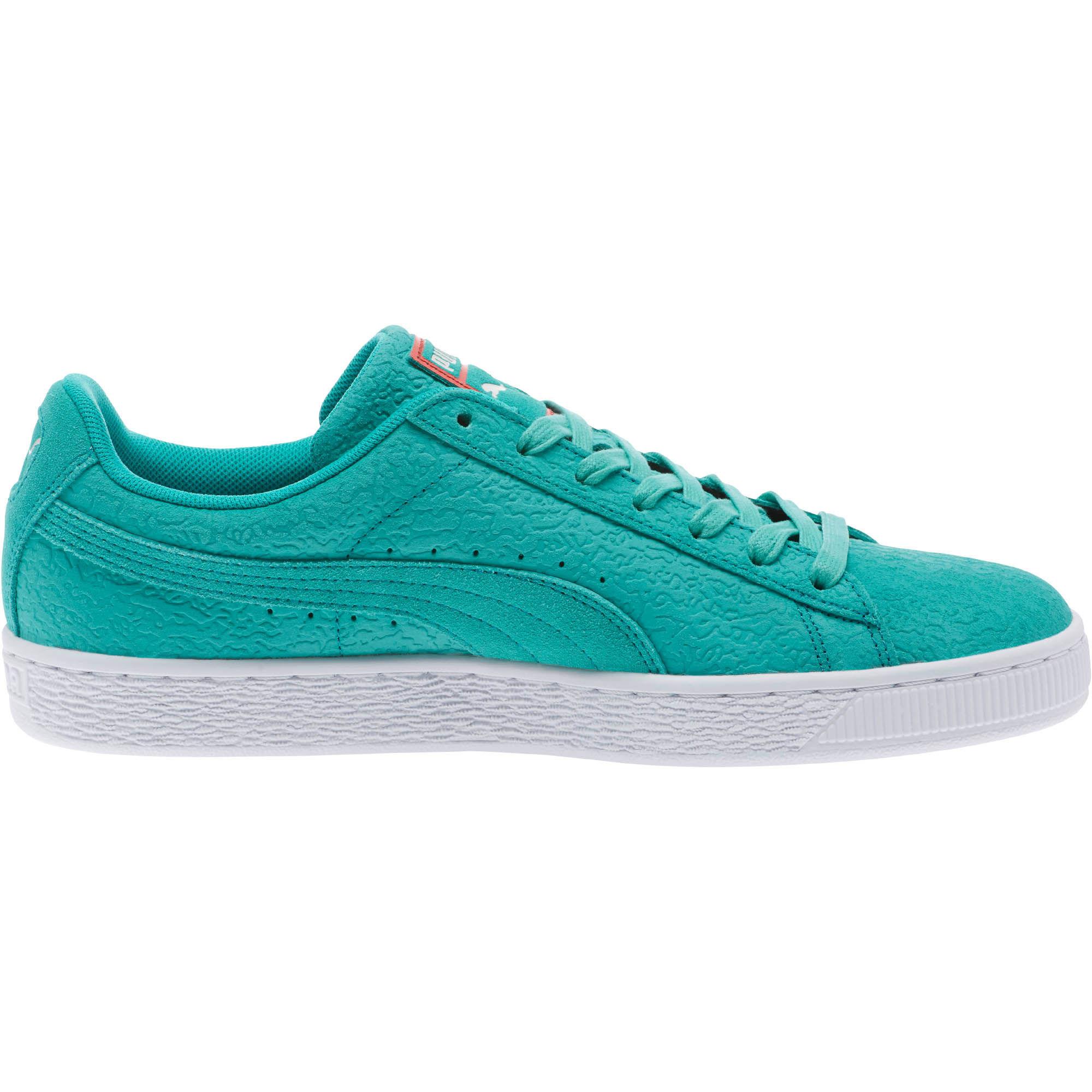Green Mens Puma Suede Caribbean Reef Sneakers Casual