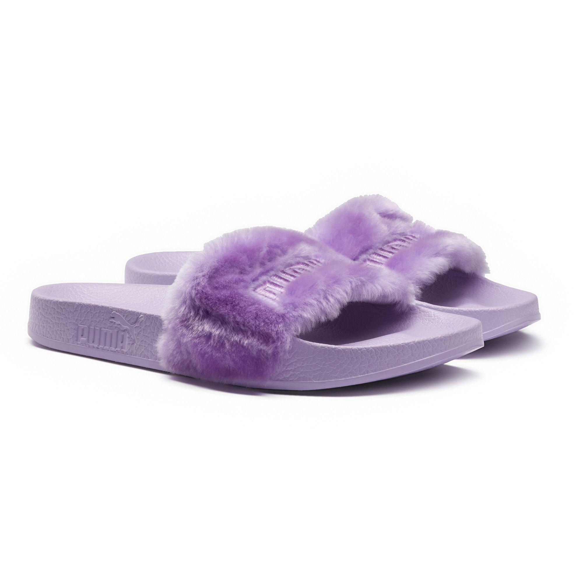 Egyptische selecteer Christus PUMA Fenty Fur Women's Slide Sandals in Purple | Lyst