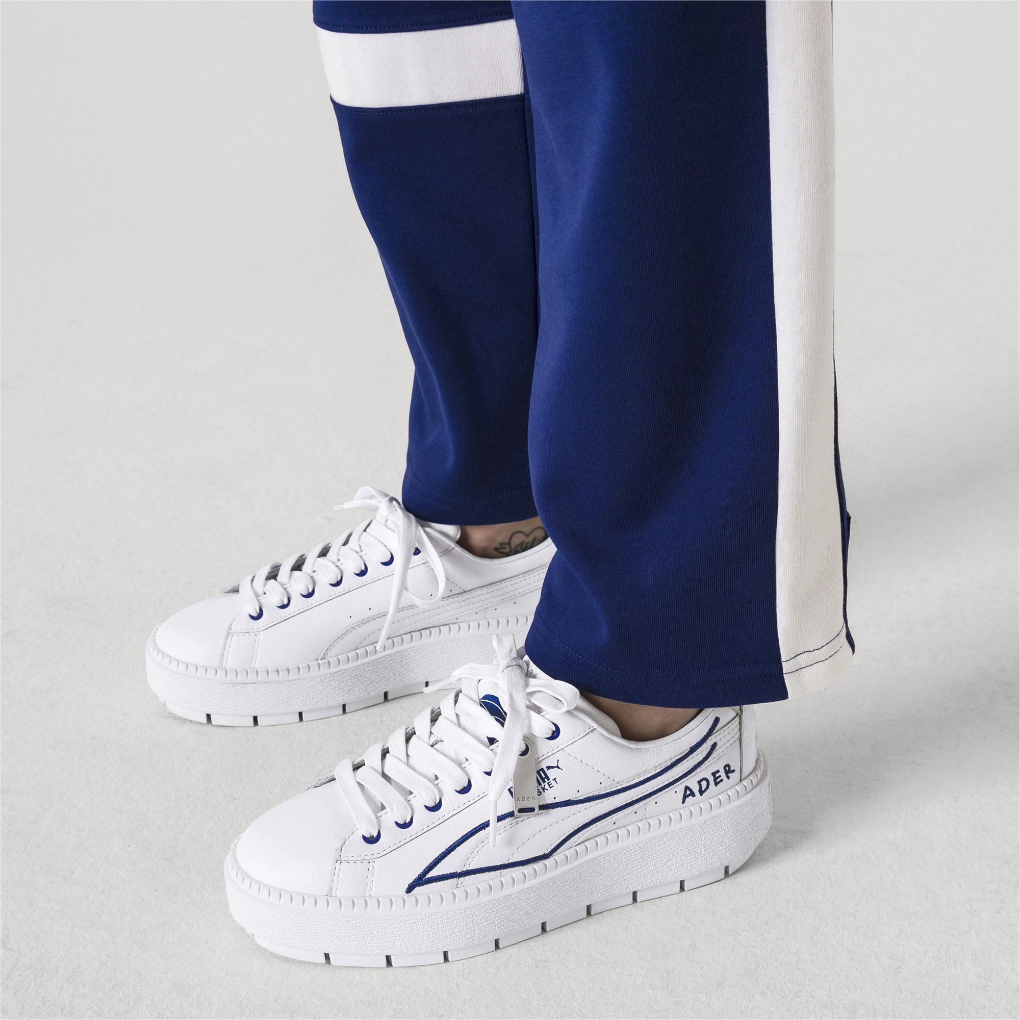 puma platform trace trainers in white black with gum sole