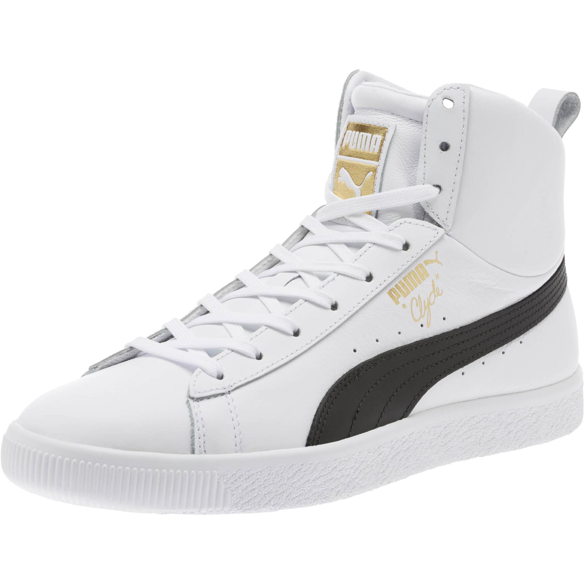 PUMA Leather Clyde Core Mid Sneakers in White for Men Lyst
