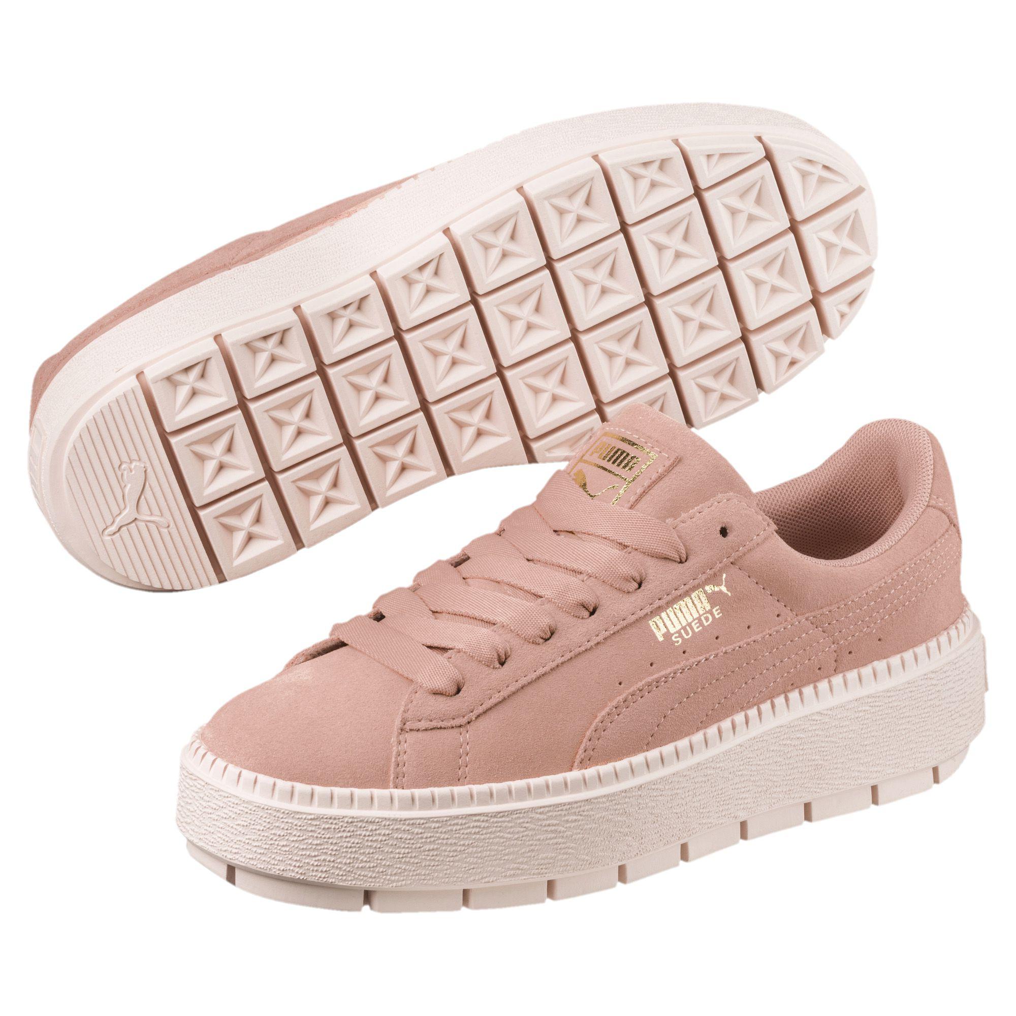 PUMA Suede Platform Trace Casual Sneakers in Peach Beige-Pearl (Pink) | Lyst