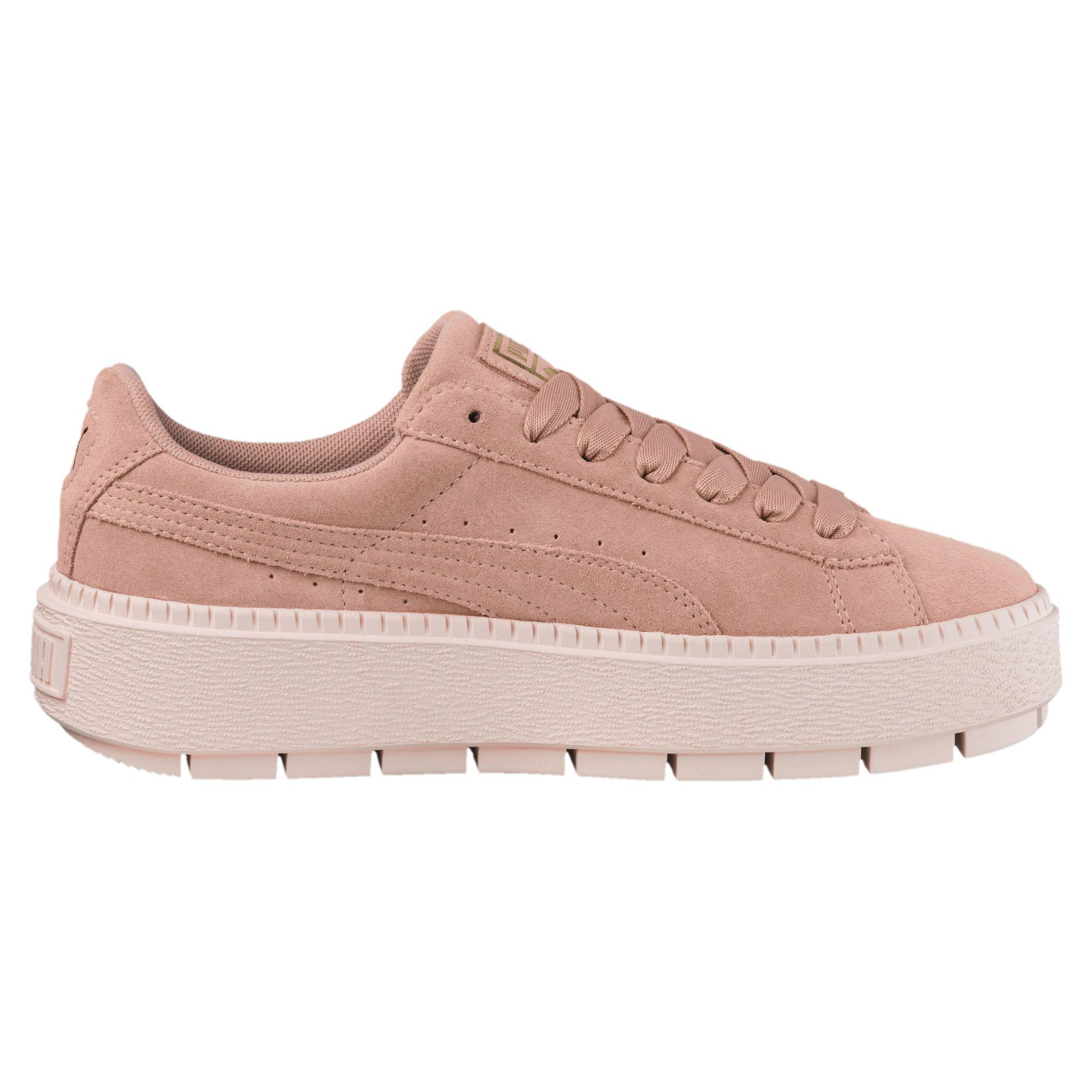 PUMA Suede Platform Trace Casual Sneakers in Peach Beige-Pearl (Pink) - Lyst