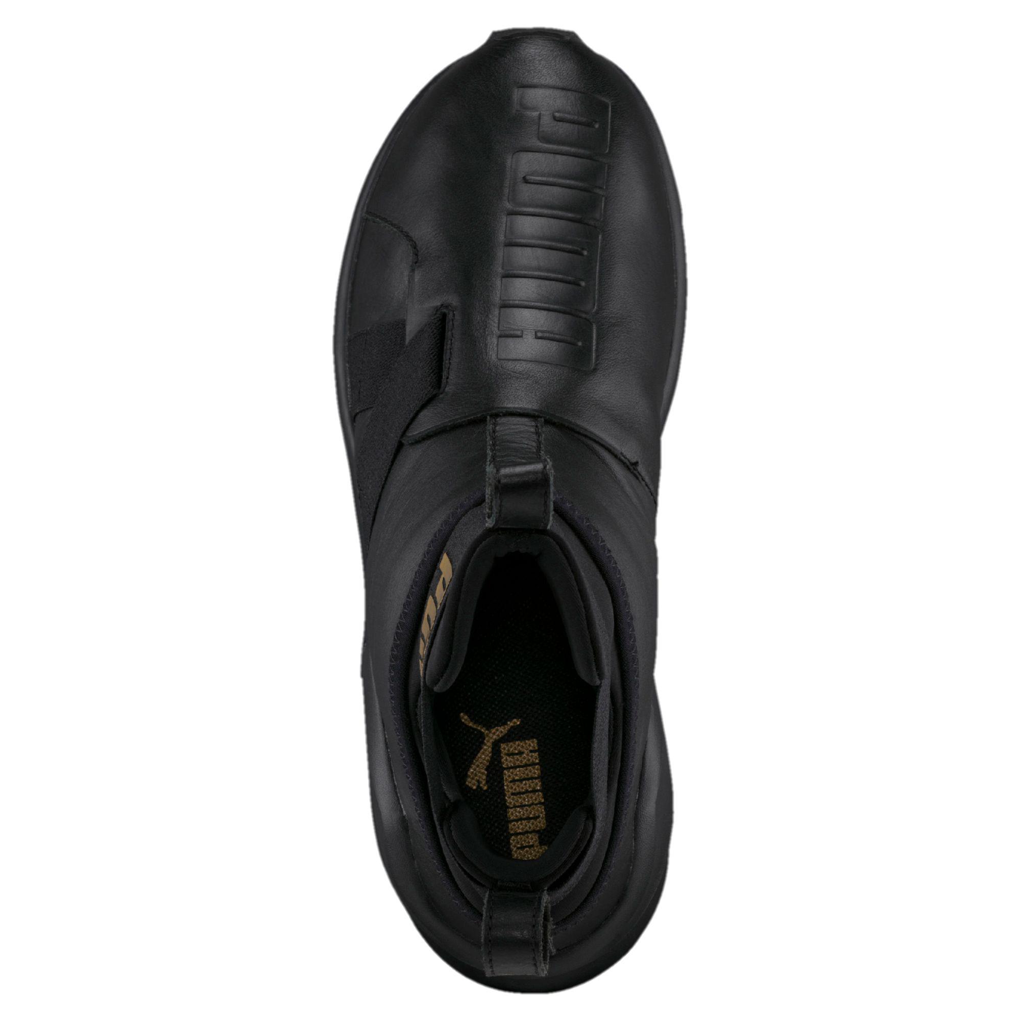 black leather training shoes