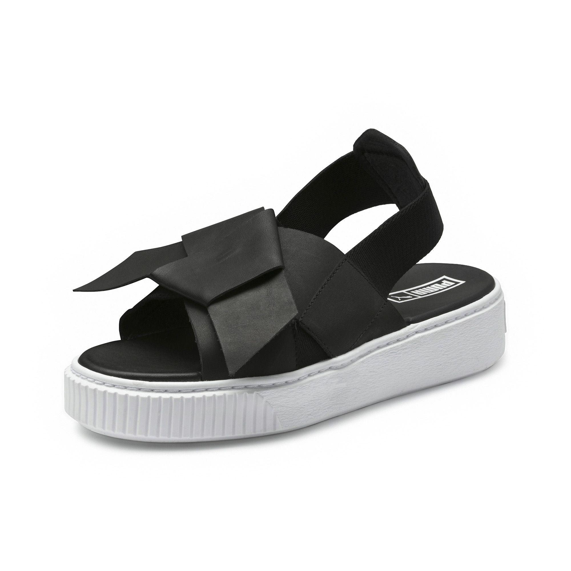 black puma sandals