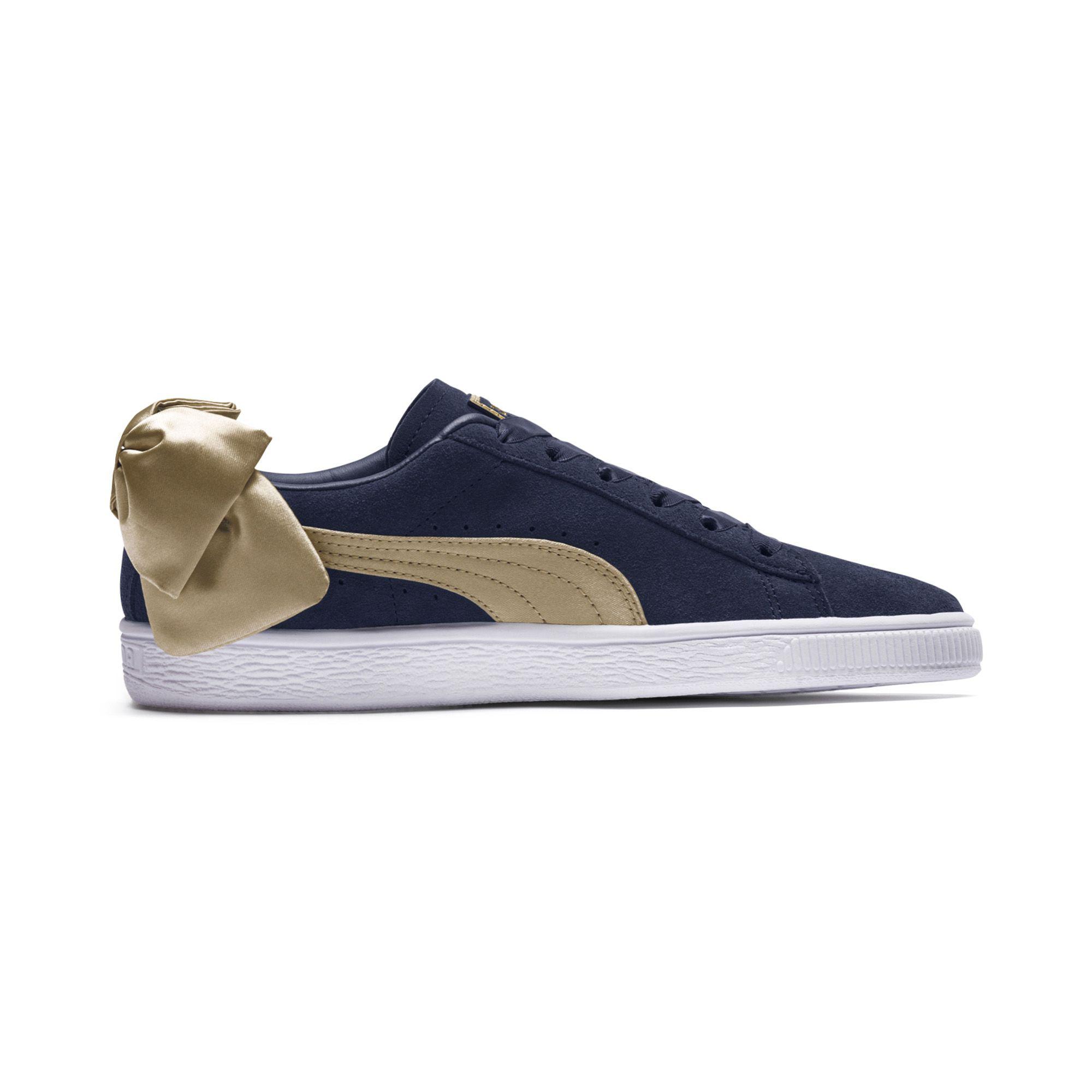 PUMA Leather Suede Bow Varsity Trainers Peacoat/metallic Gold in Blue - Lyst