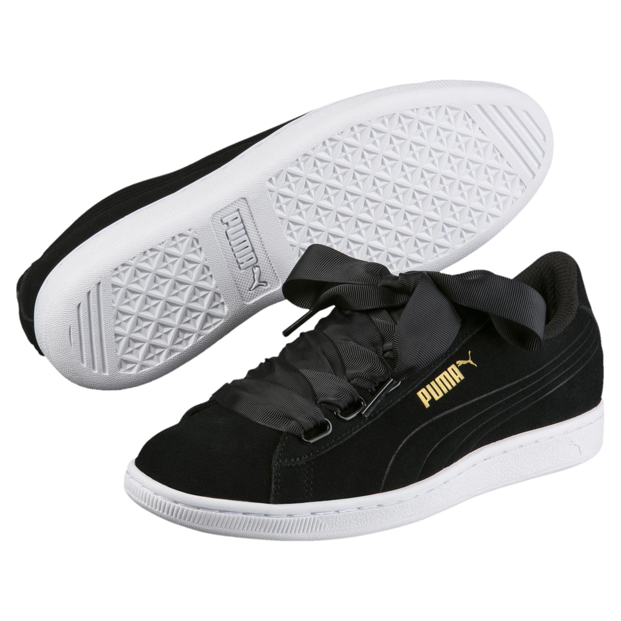 puma white sneakers with ribbon