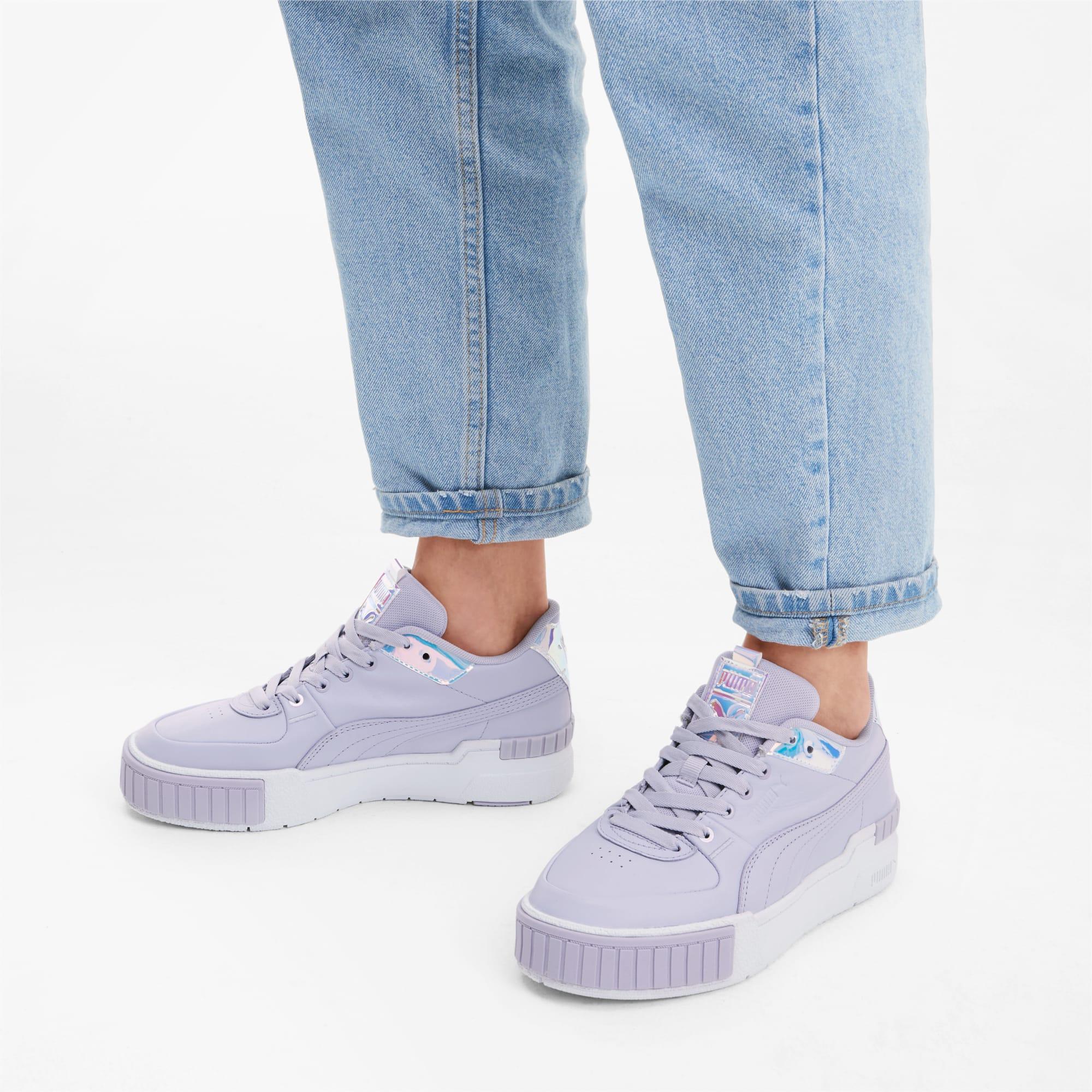 puma cali sport glow metallic trainers in white