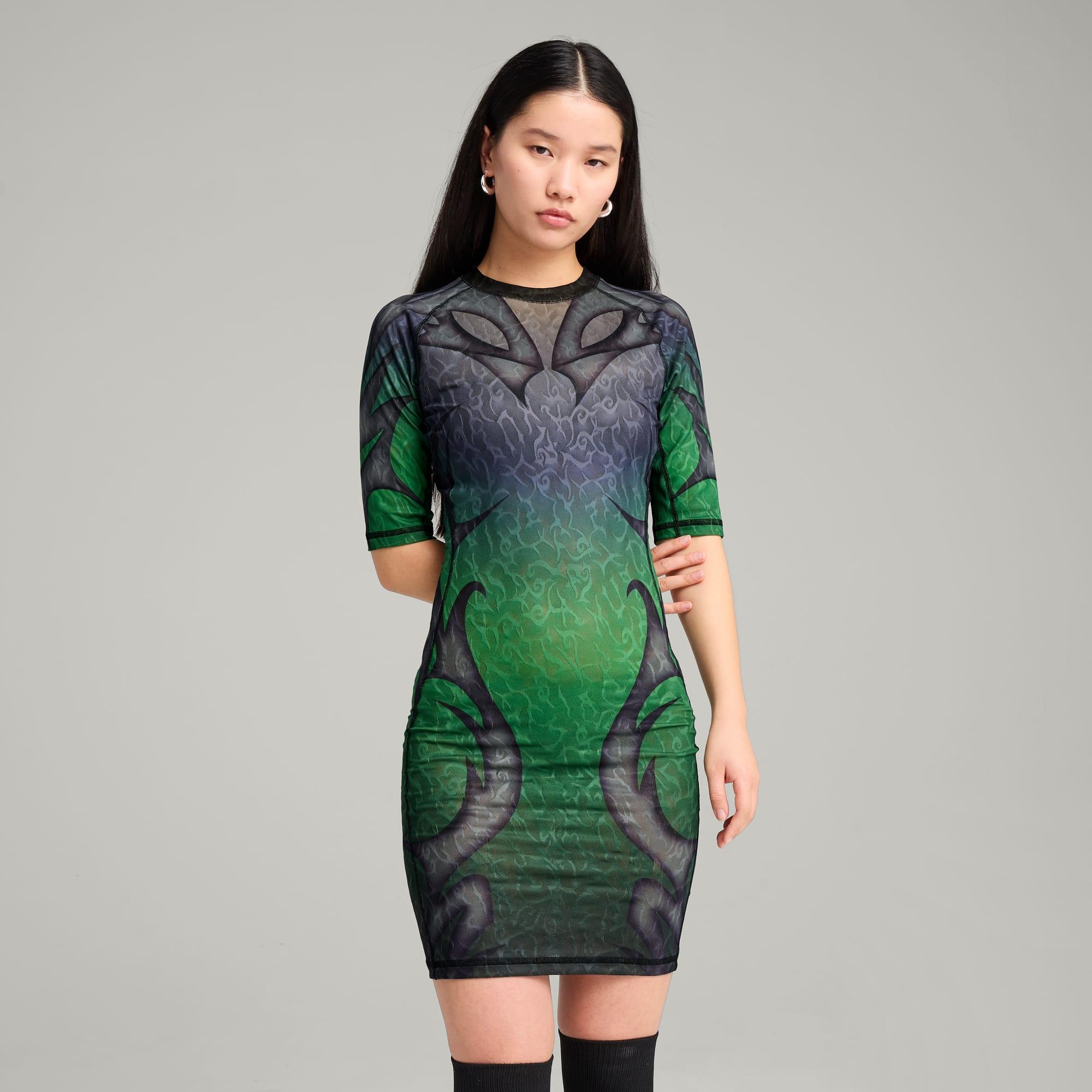 puma green dress Shop Green Womens Puma Iconic T7 Fitted Long Sleeve T-Shirt Dress –  Shoebacca main image 0
