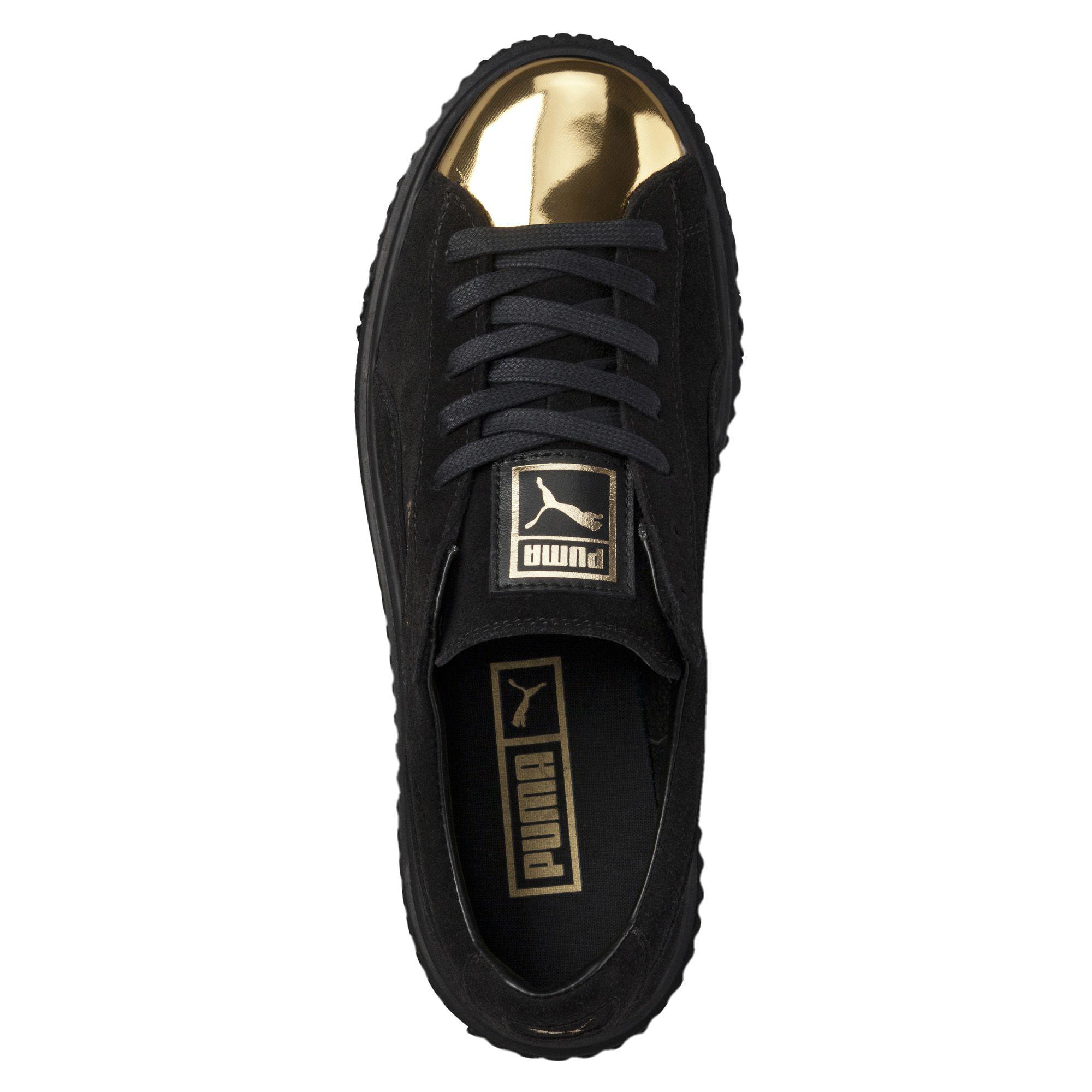 PUMA Suede Platform Gold Women's Sneakers in Black - Lyst