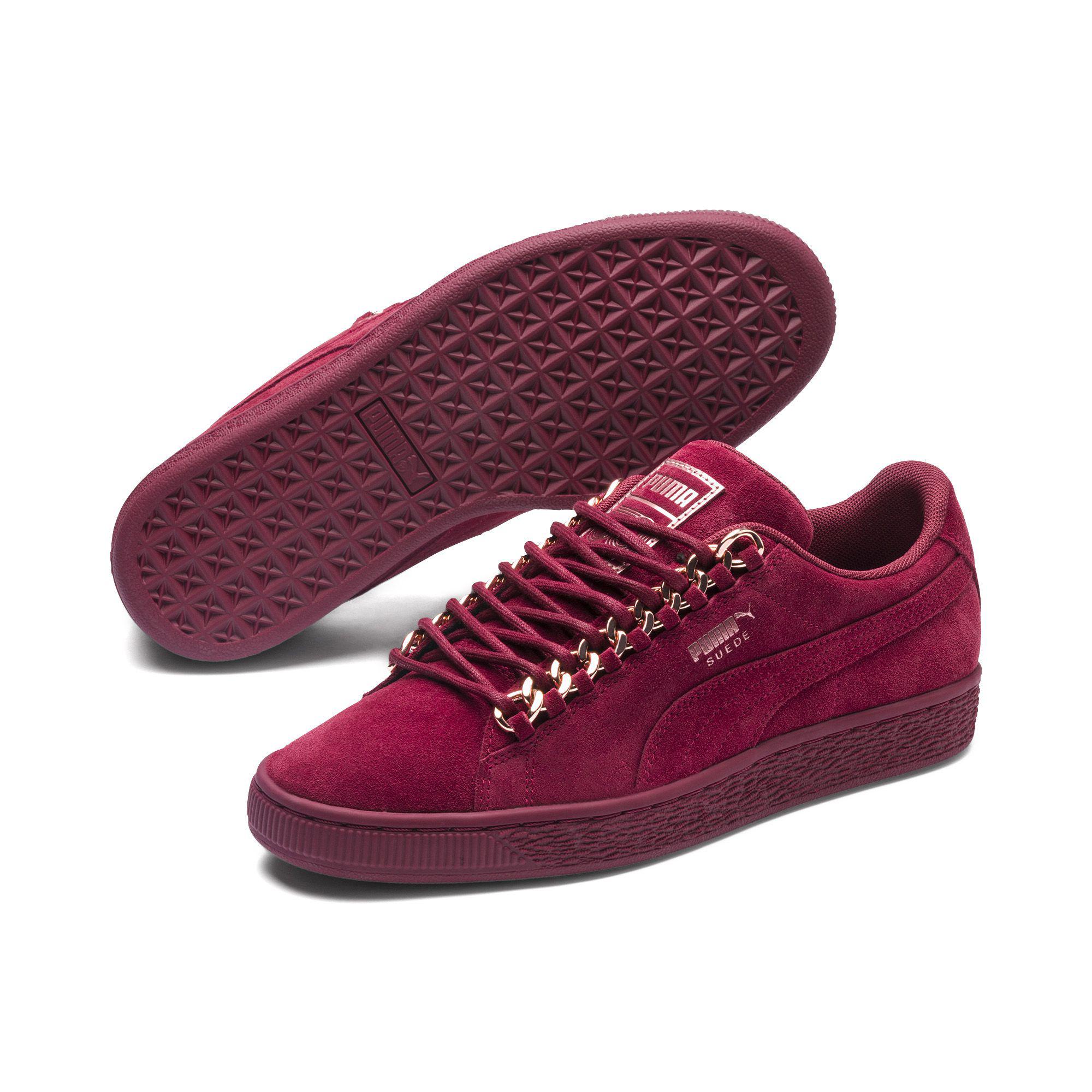womens red suede pumas