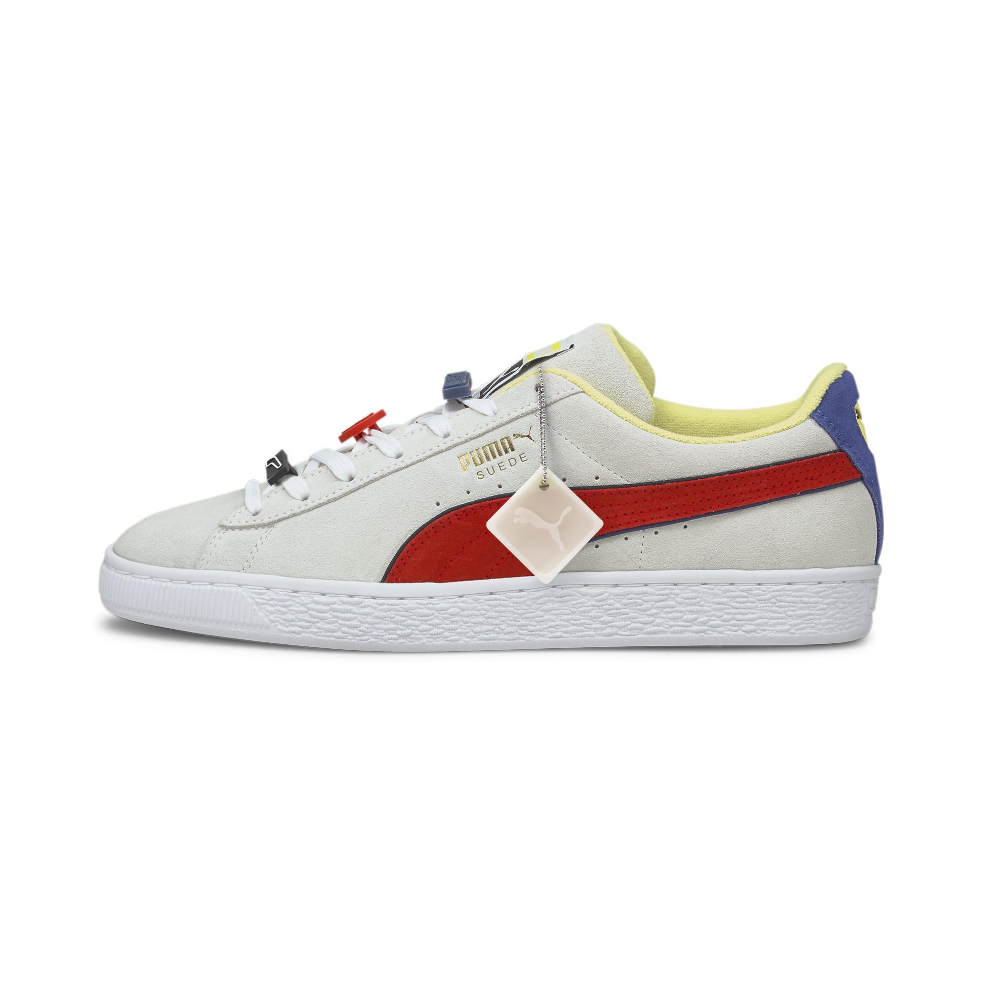 puma suede white red