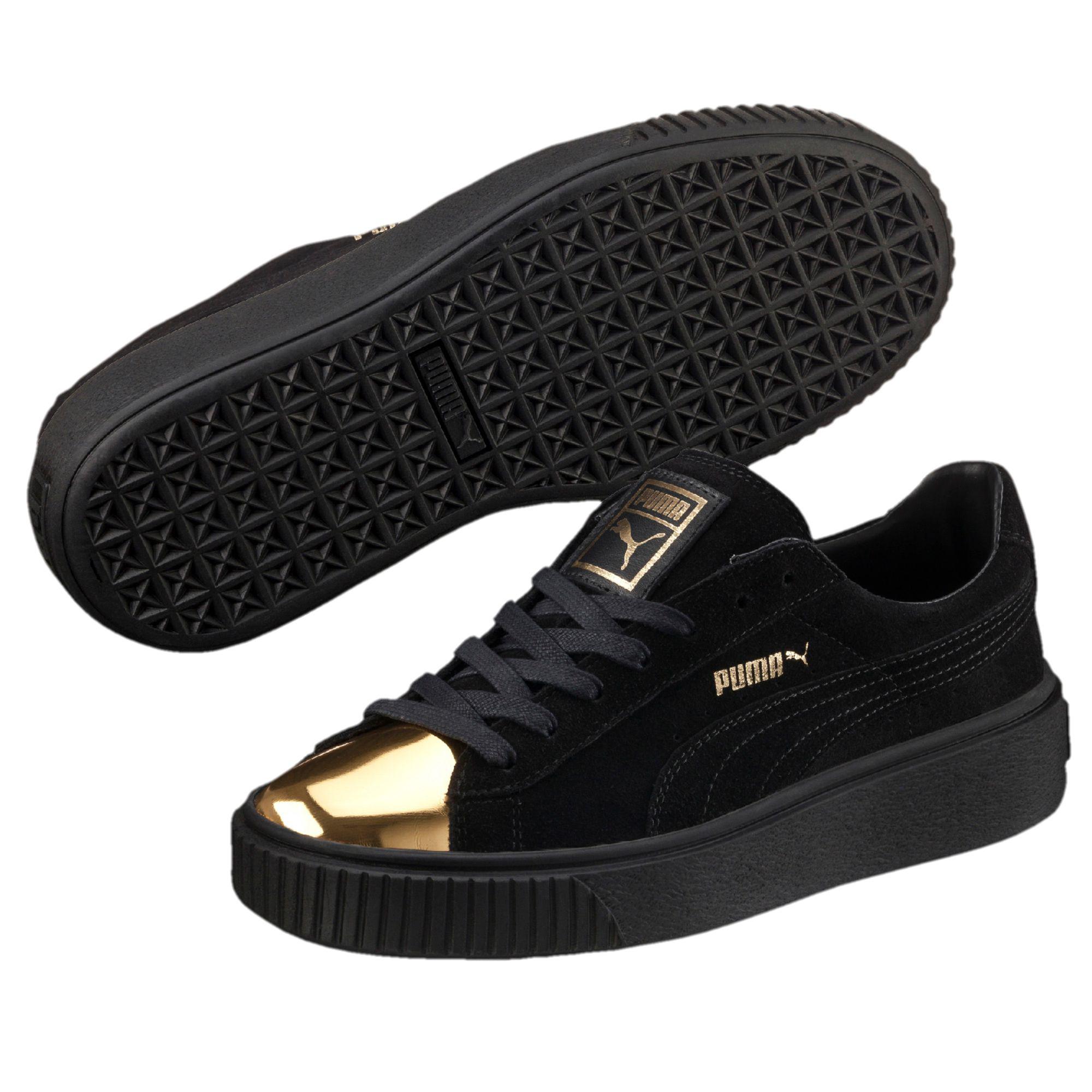 PUMA Suede Platform Gold Women's Sneakers in Black | Lyst