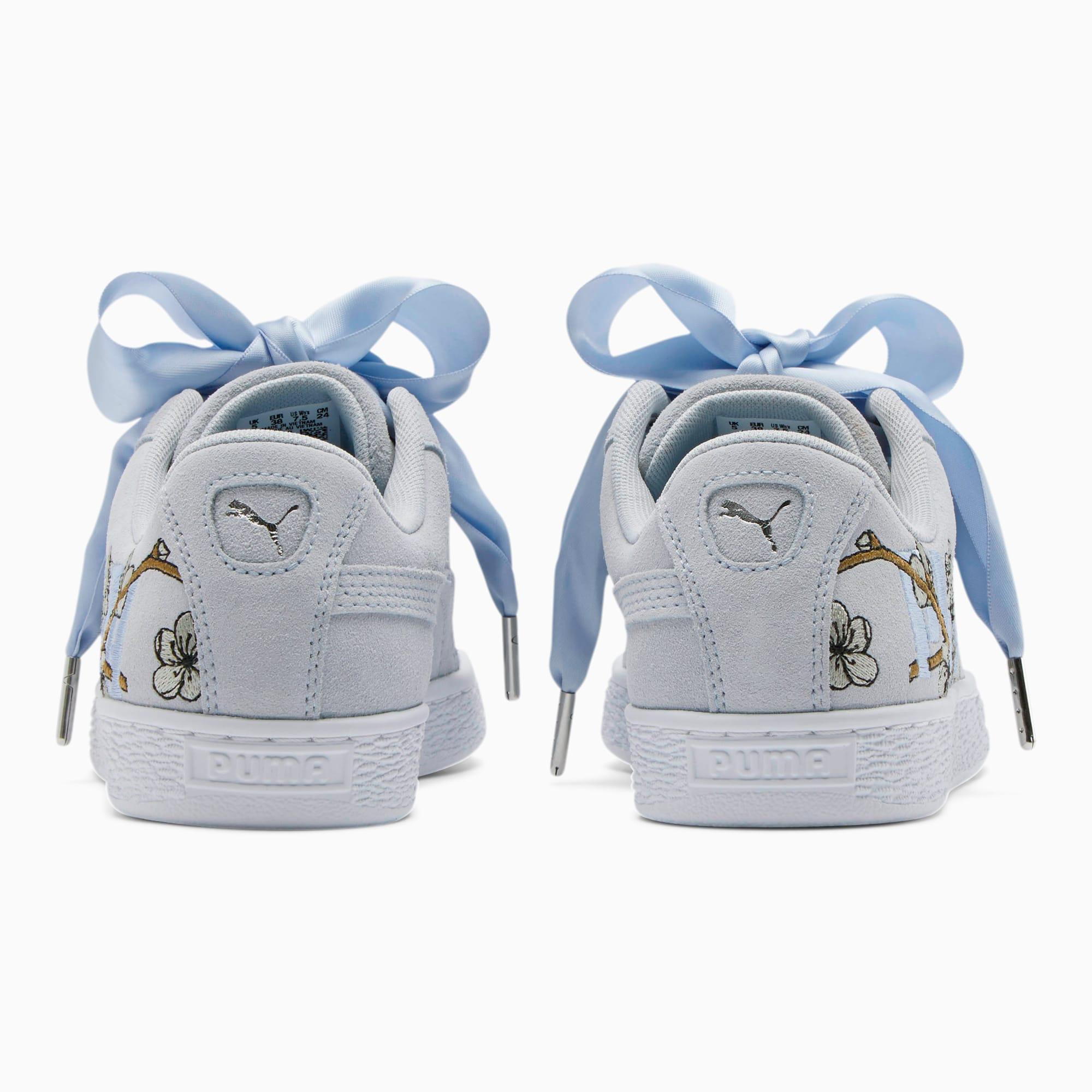 suede heart floral women's sneakers