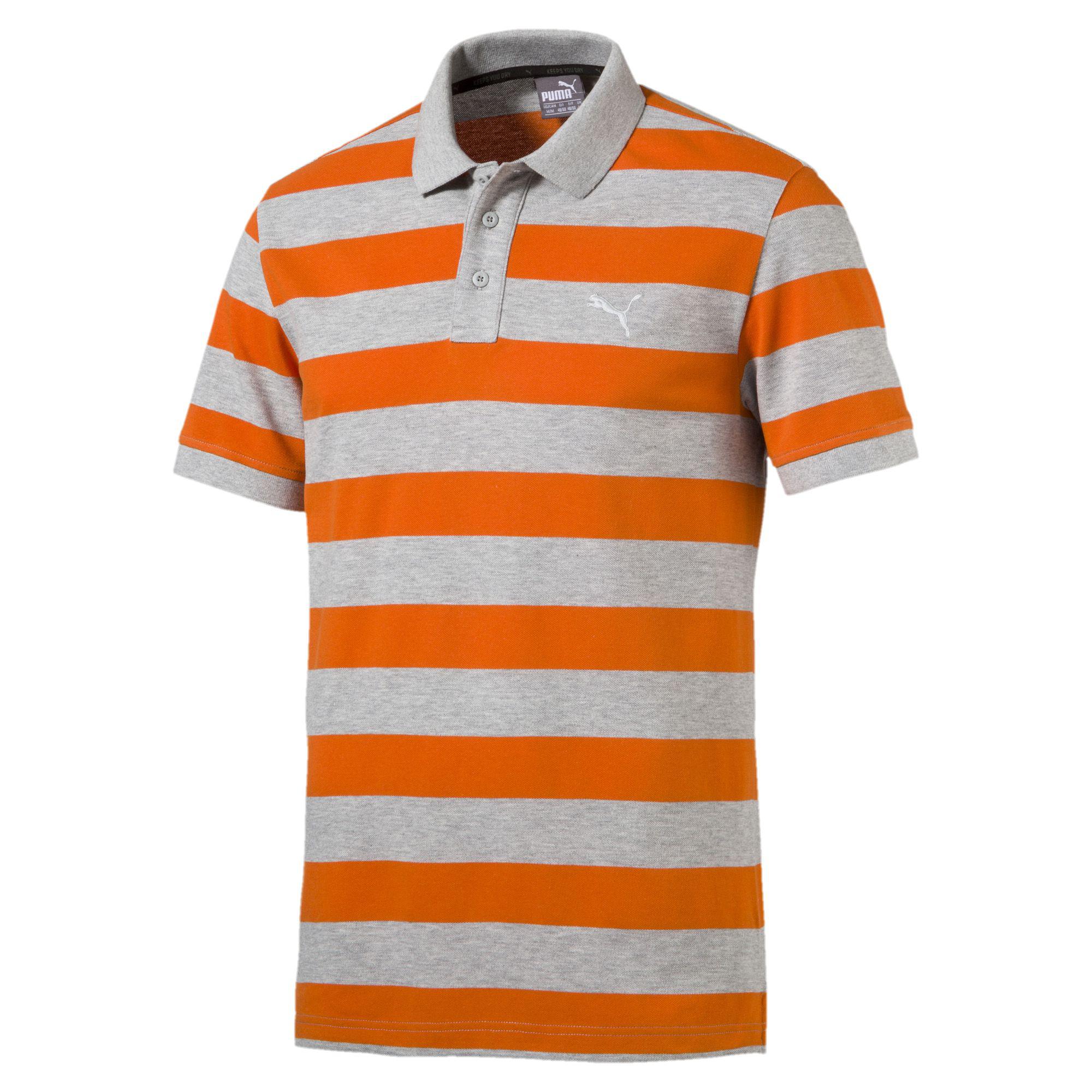 PUMA Cotton Striped Pique Polo Shirt in 