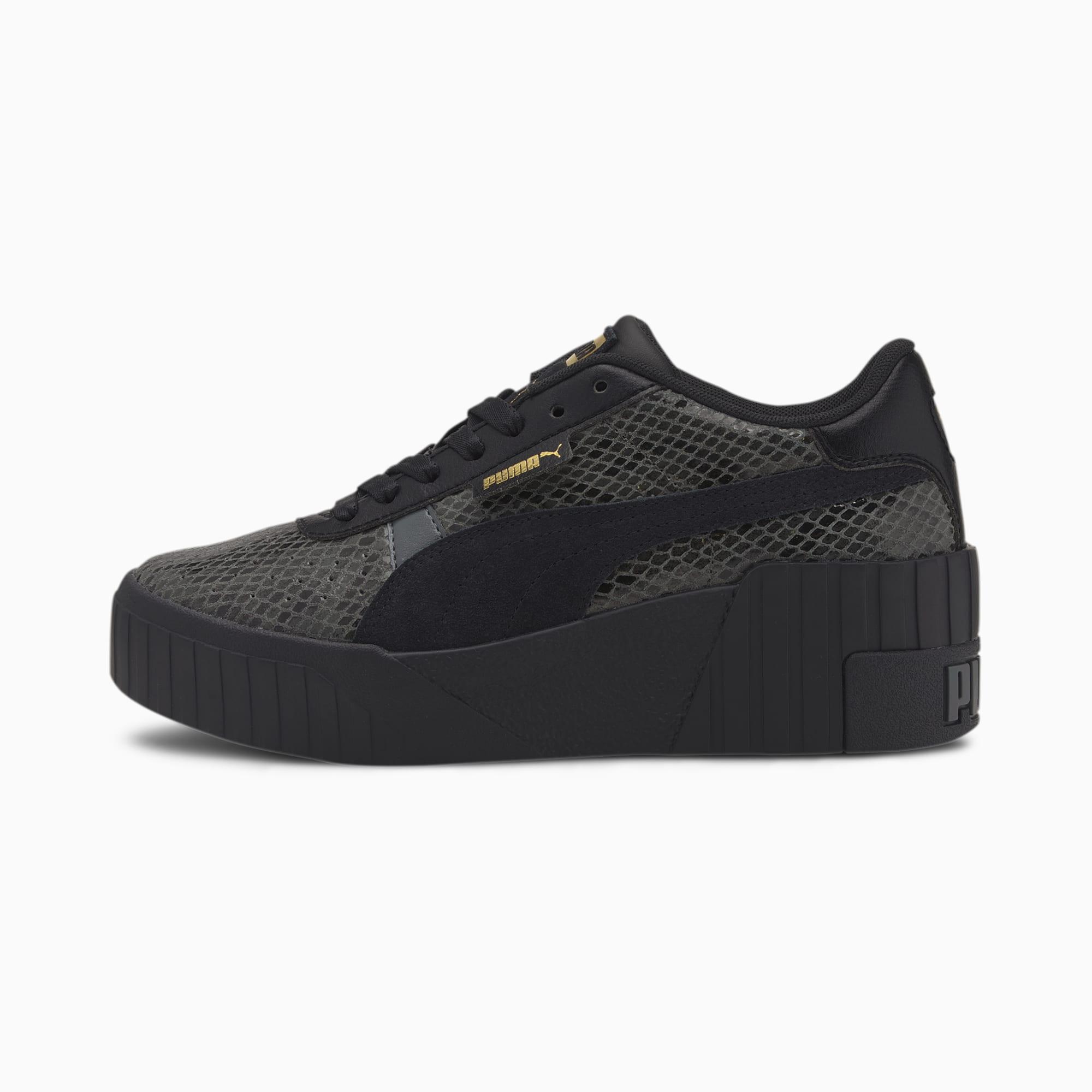 PUMA Cali Wedge Snake in Black | Lyst