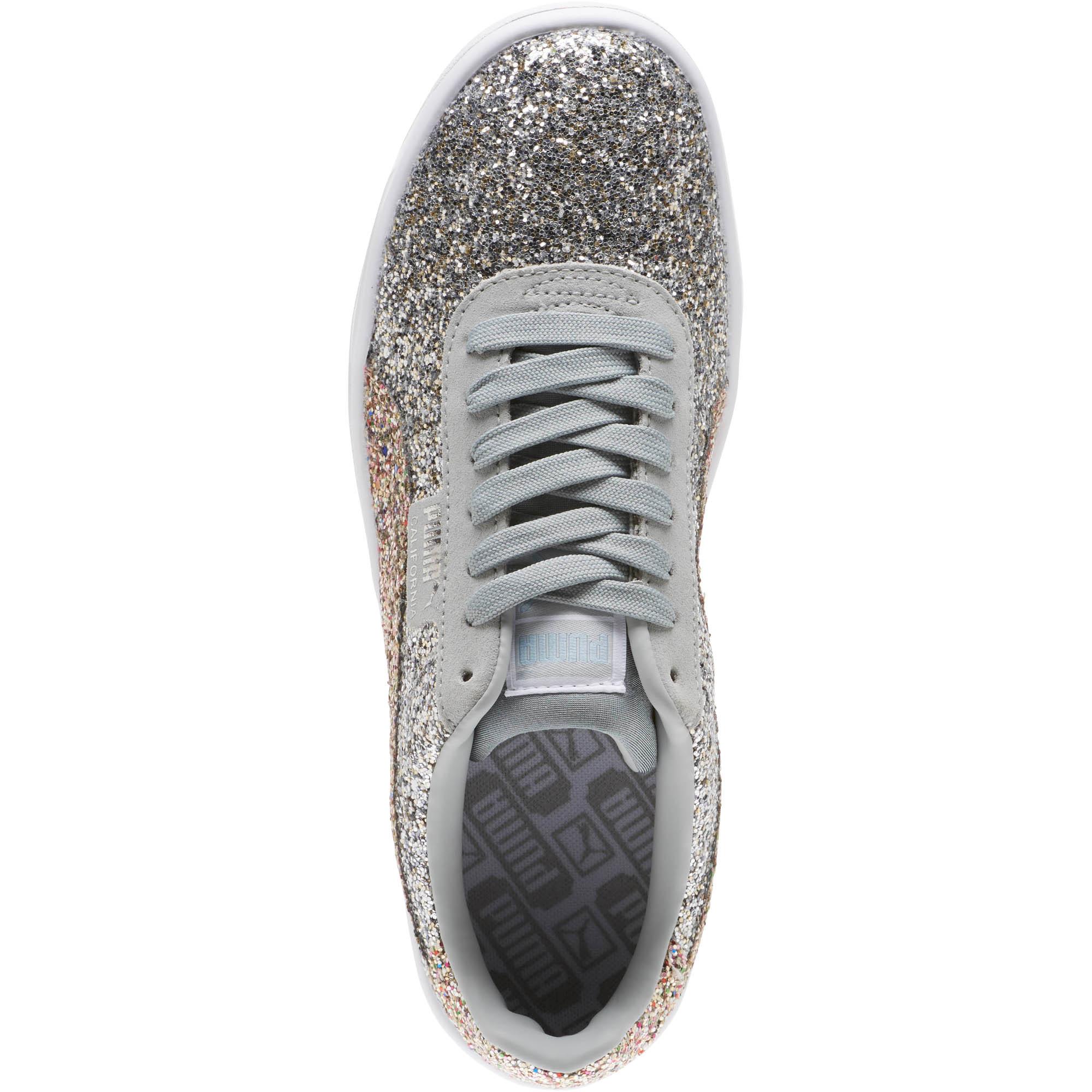 PUMA Leather California Glitz Glitter Sneaker in Grey (Metallic) | Lyst