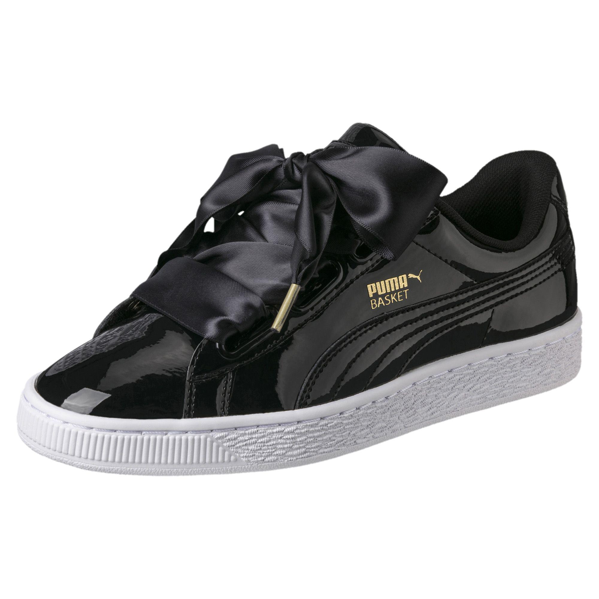 puma basket black patent leather