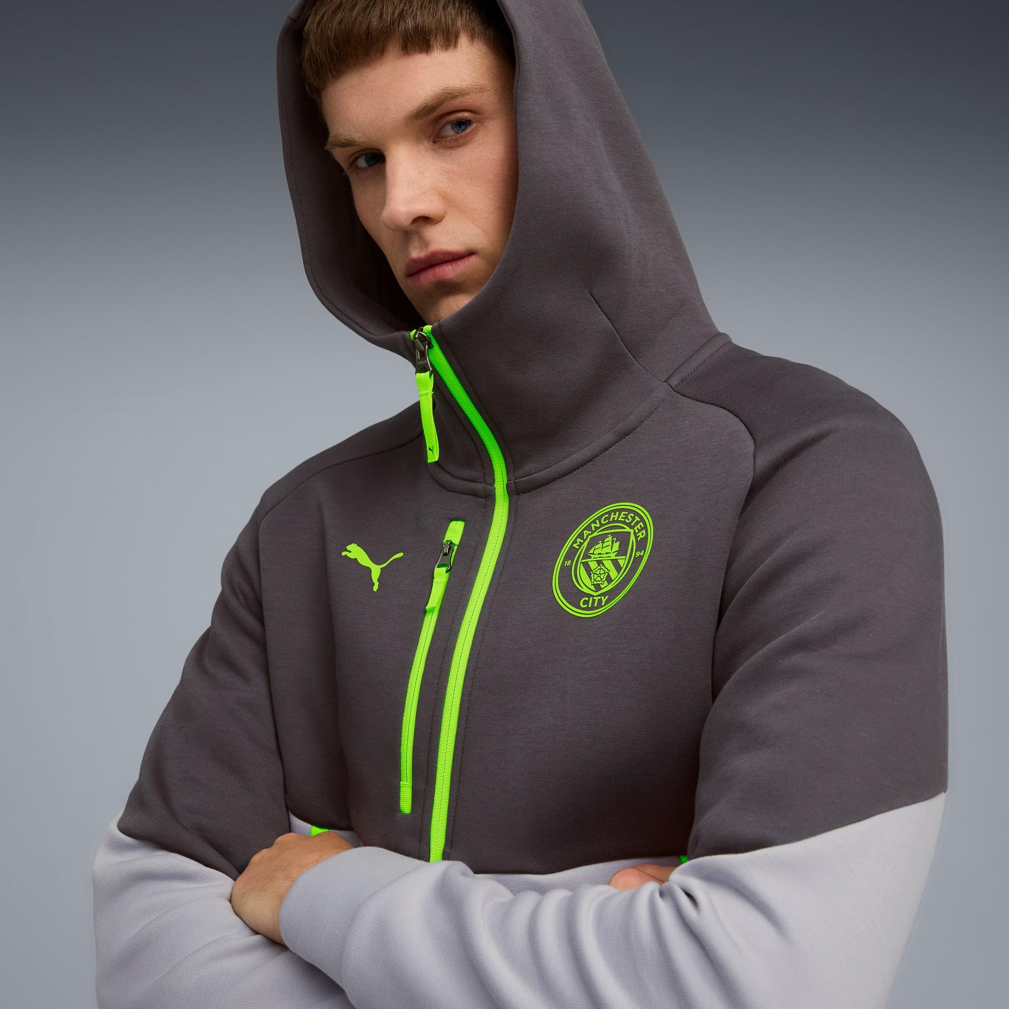 PUMA Manchester City Tech Full-Zip Hoodie Galactic/Pro in Grey for