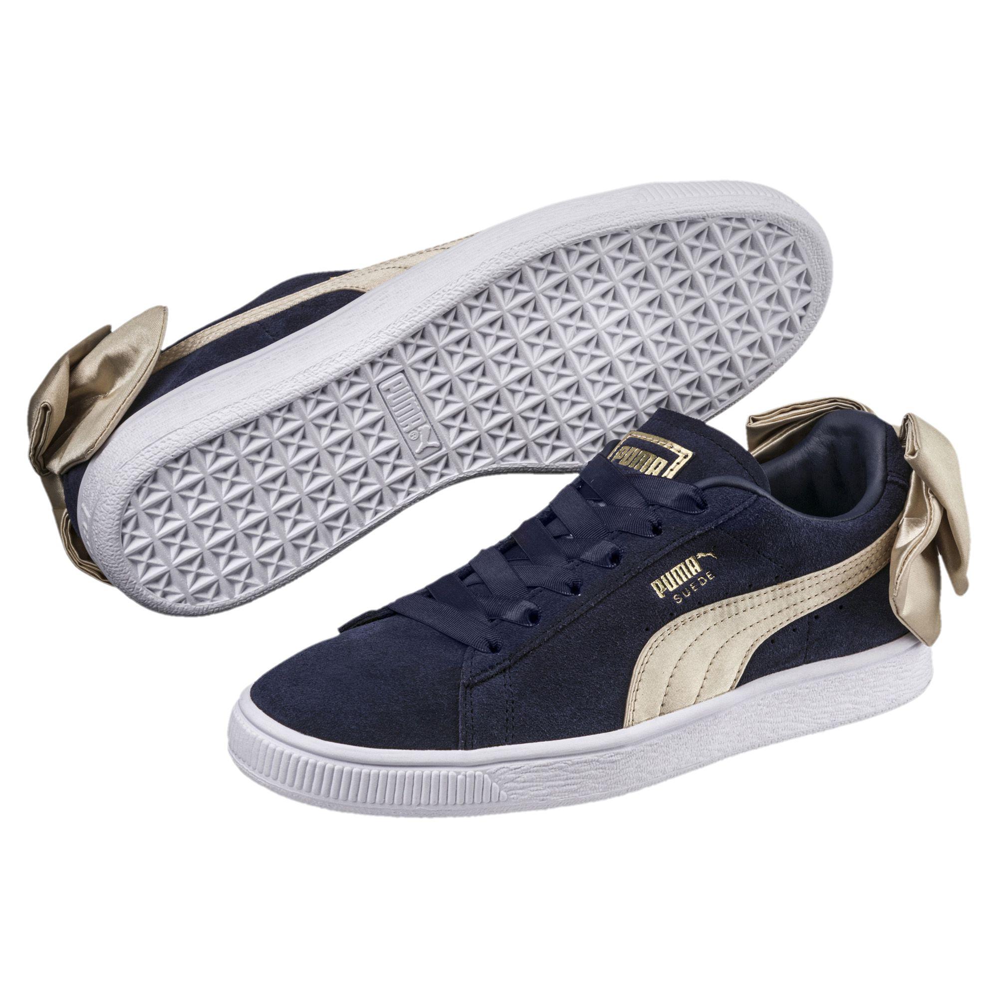 PUMA Leather Suede Bow Varsity Trainers 