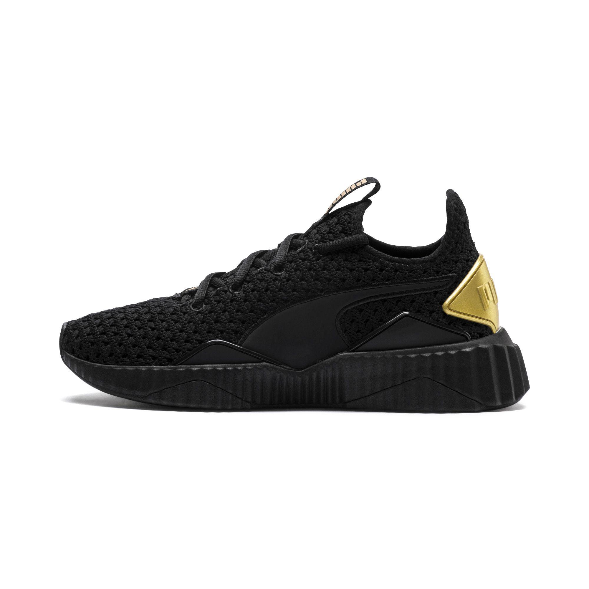 puma defy varsity mid white & gold shoes