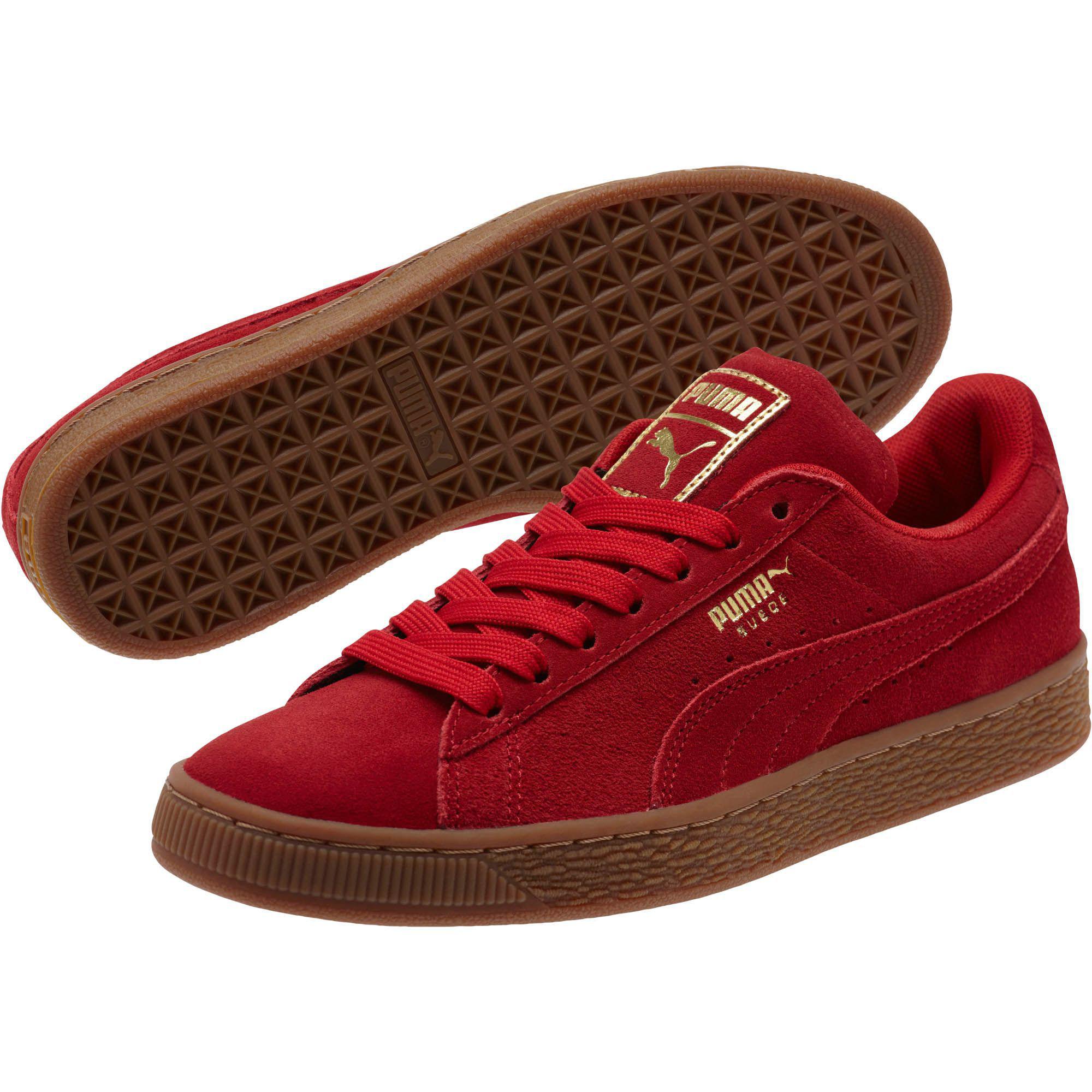 PUMA Suede Classic Gold Women's Sneakers in Red | Lyst