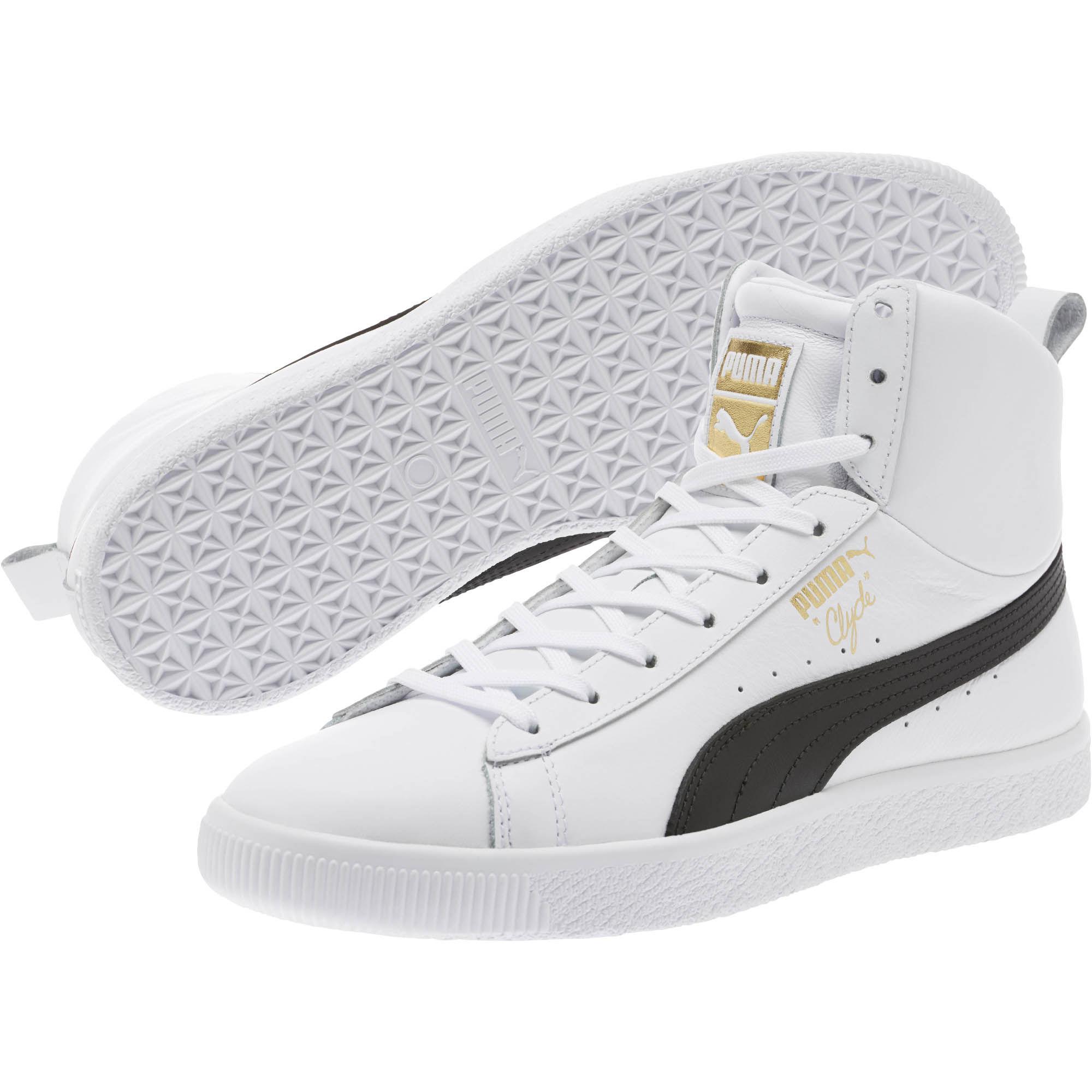 PUMA Leather Clyde Core Mid Sneakers in White for Men - Lyst