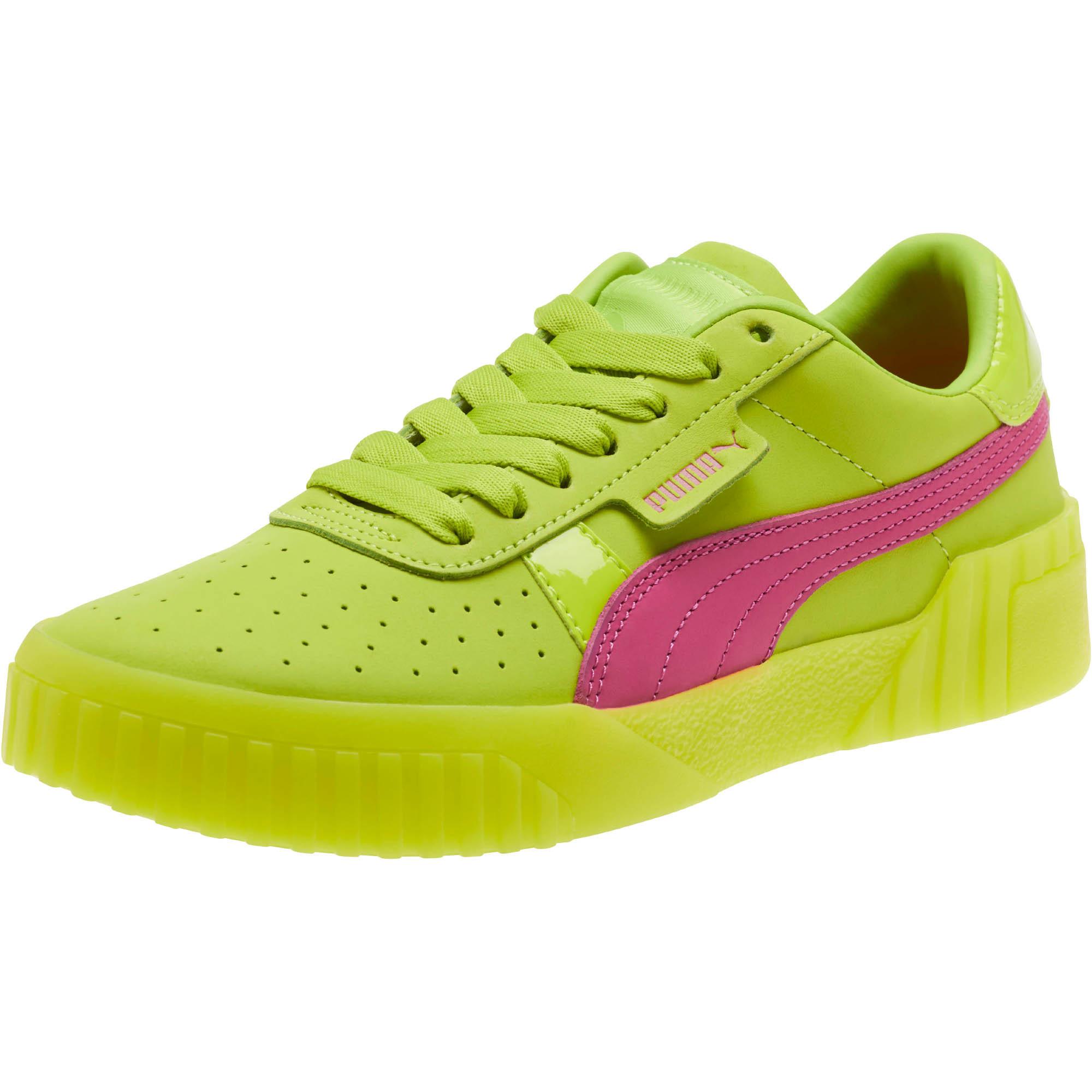 lime green and pink pumas