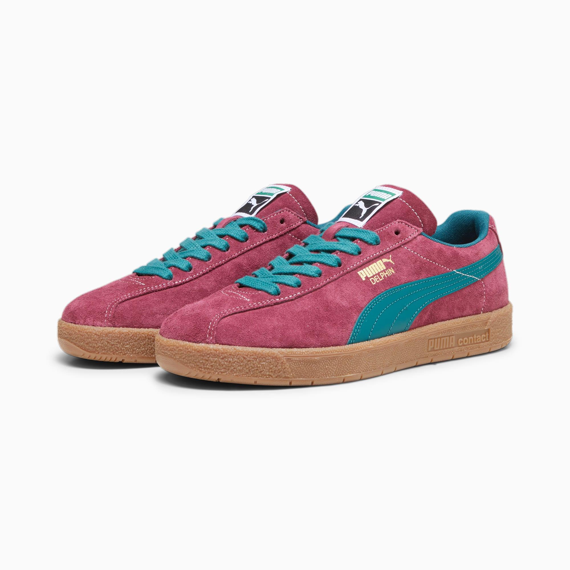 Puma claret and blue trainers deals