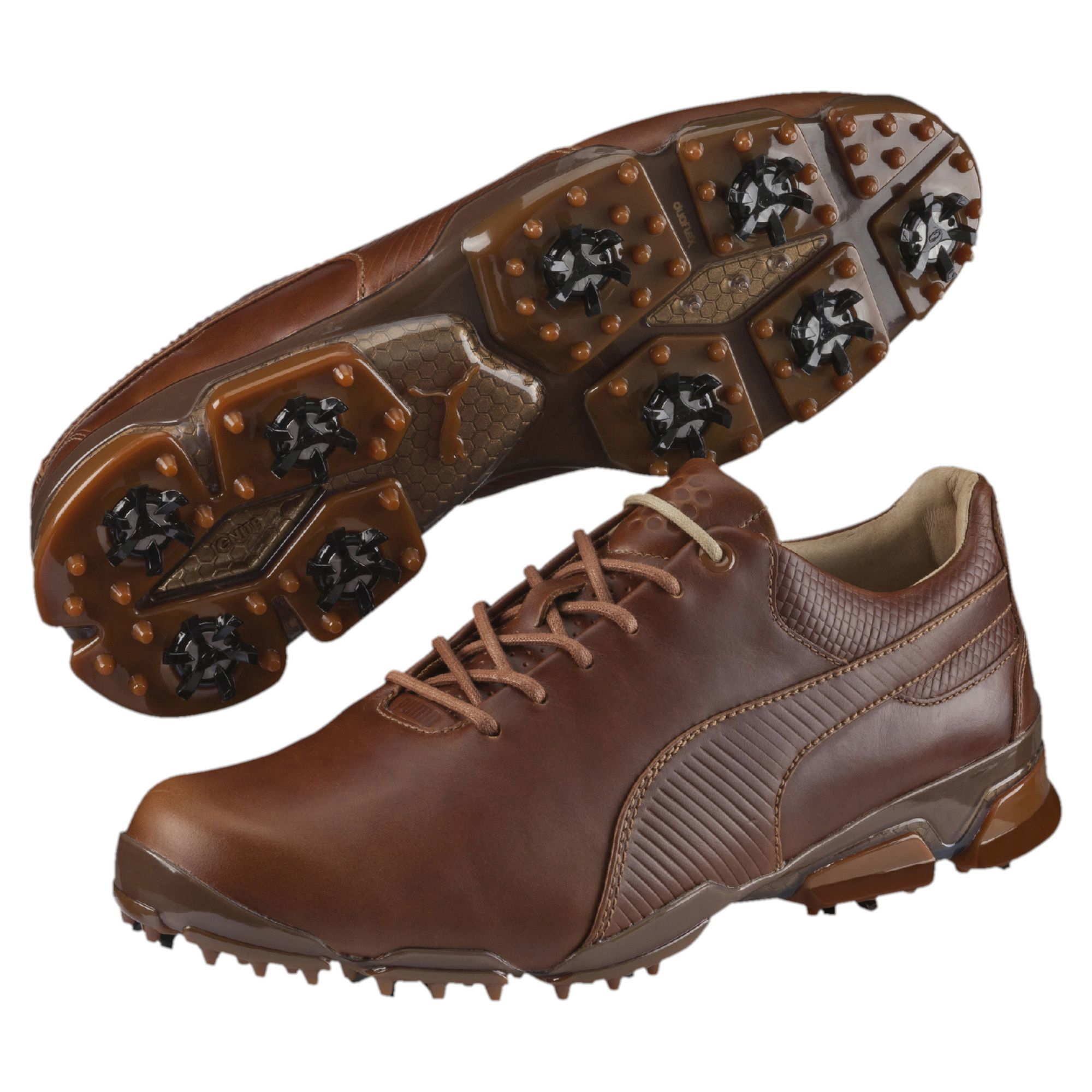 Puma Leather Titantour Ignite Premium Men's Golf Shoes in Brown