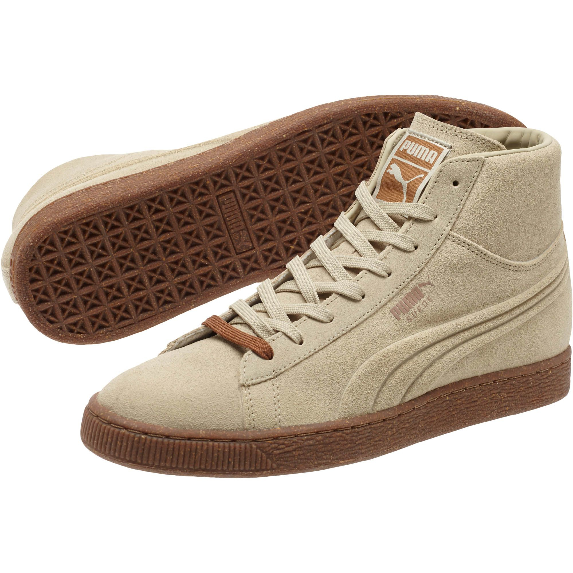 PUMA Suede Embossed Mixed Rubber Mid Men's Sneakers in Brown for Men | Lyst