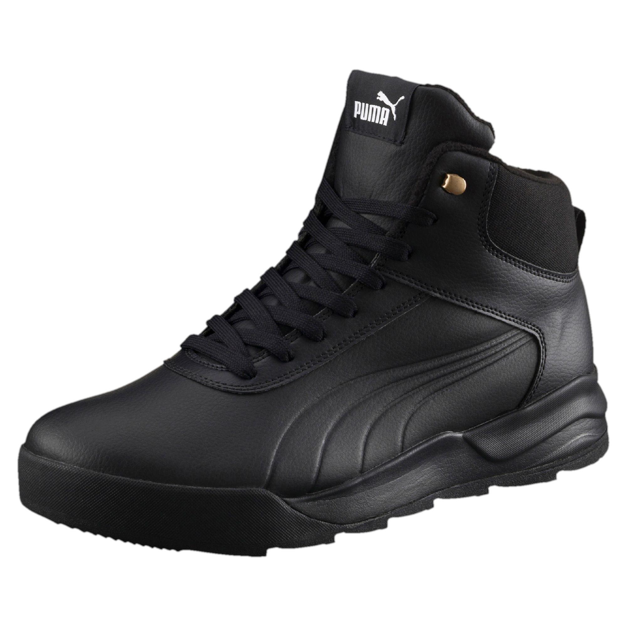 mens black leather puma trainers
