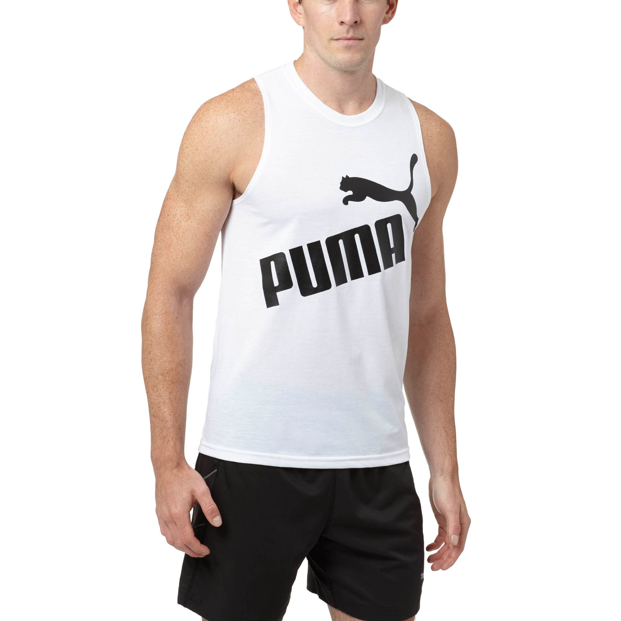 PUMA Synthetic Graphic Essential Sleeveless T-shirt in White for Men - Lyst