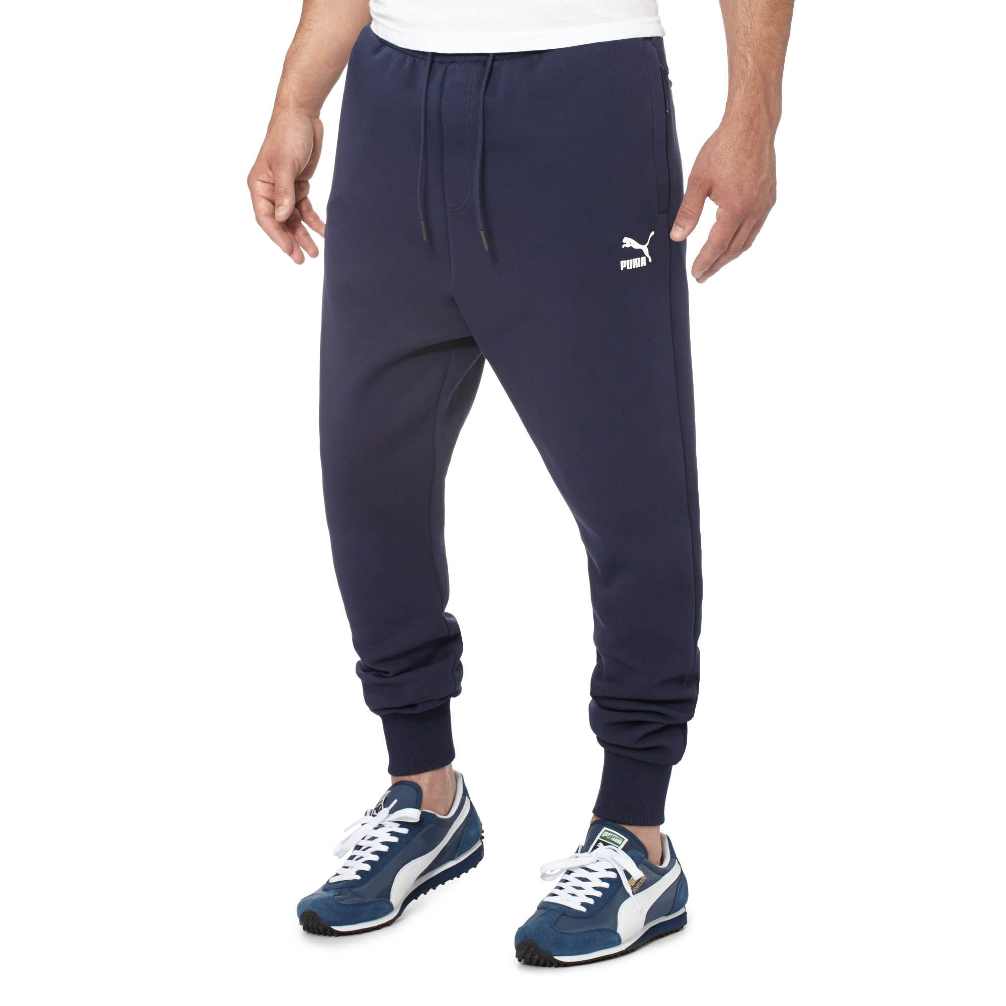 Download PUMA Cotton Tri Runner Sweatpants in Blue for Men - Lyst