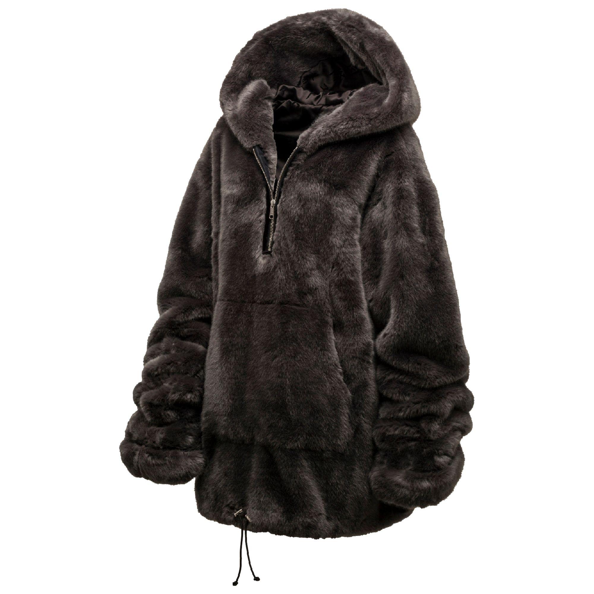 Lyst - Puma Half-zip Pullover Faux Fur Hoodie in Gray