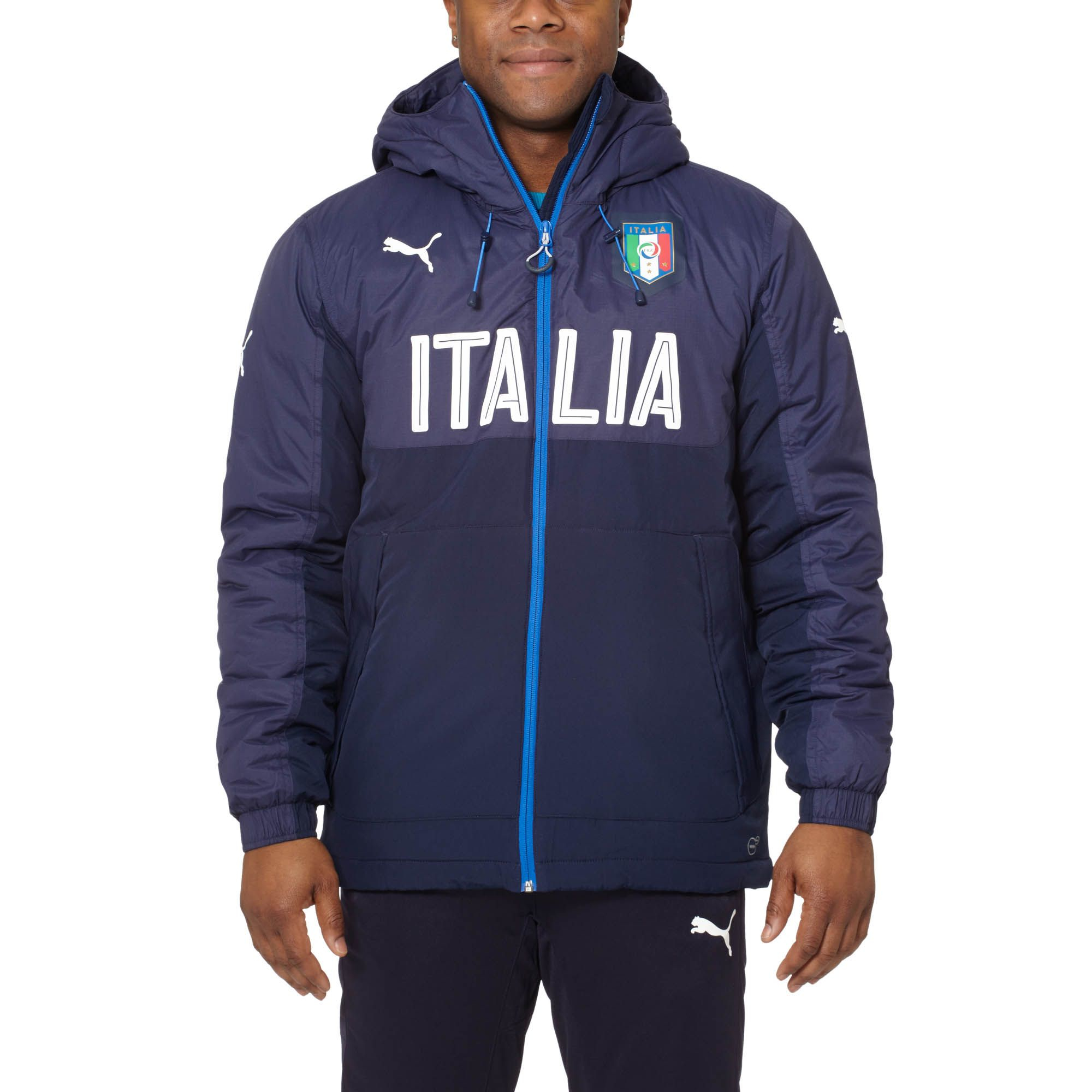 PUMA Synthetic Figc Italia Bench Jacket in Blue for Men | Lyst