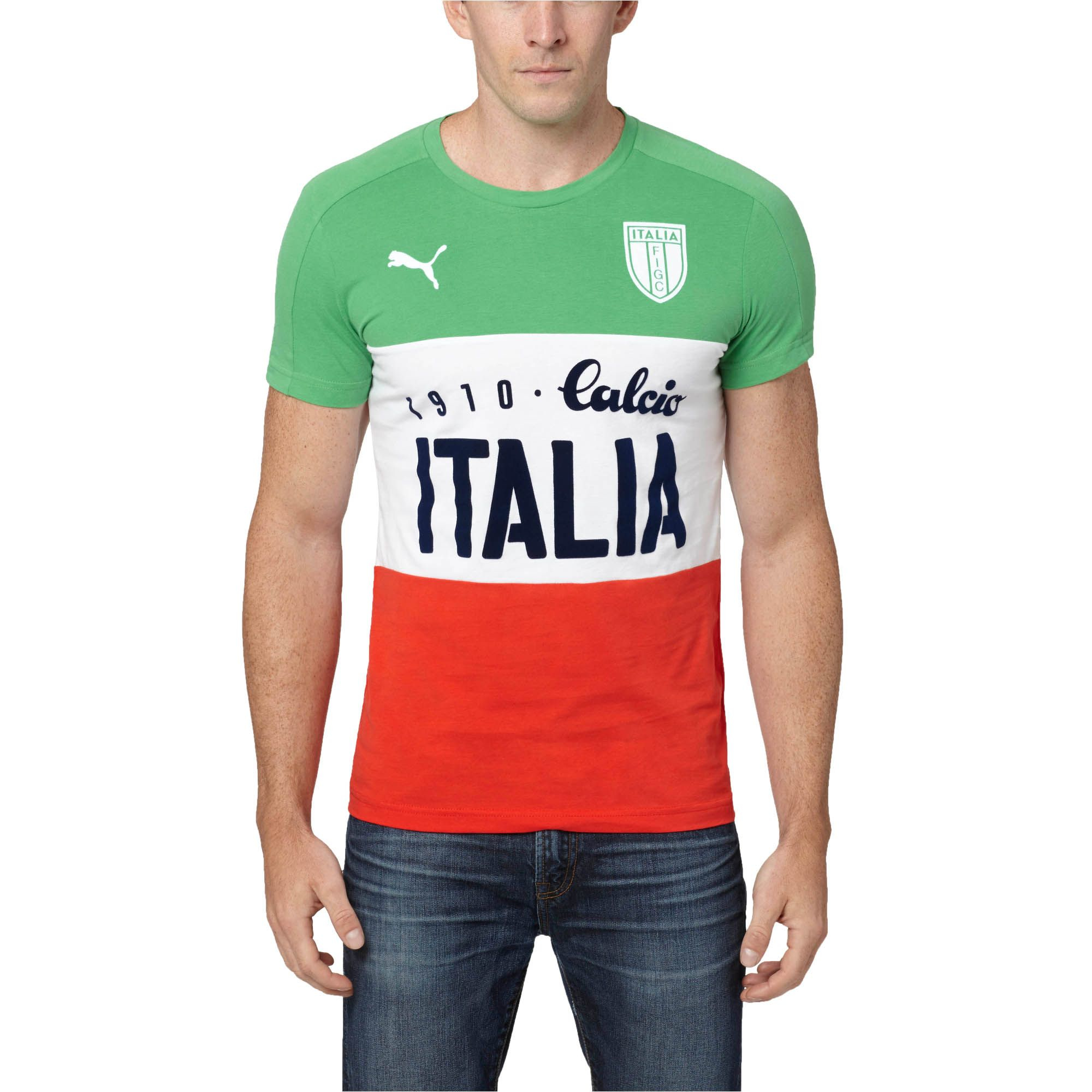 PUMA Cotton Figc Italia Calcio T-shirt in Green for Men | Lyst