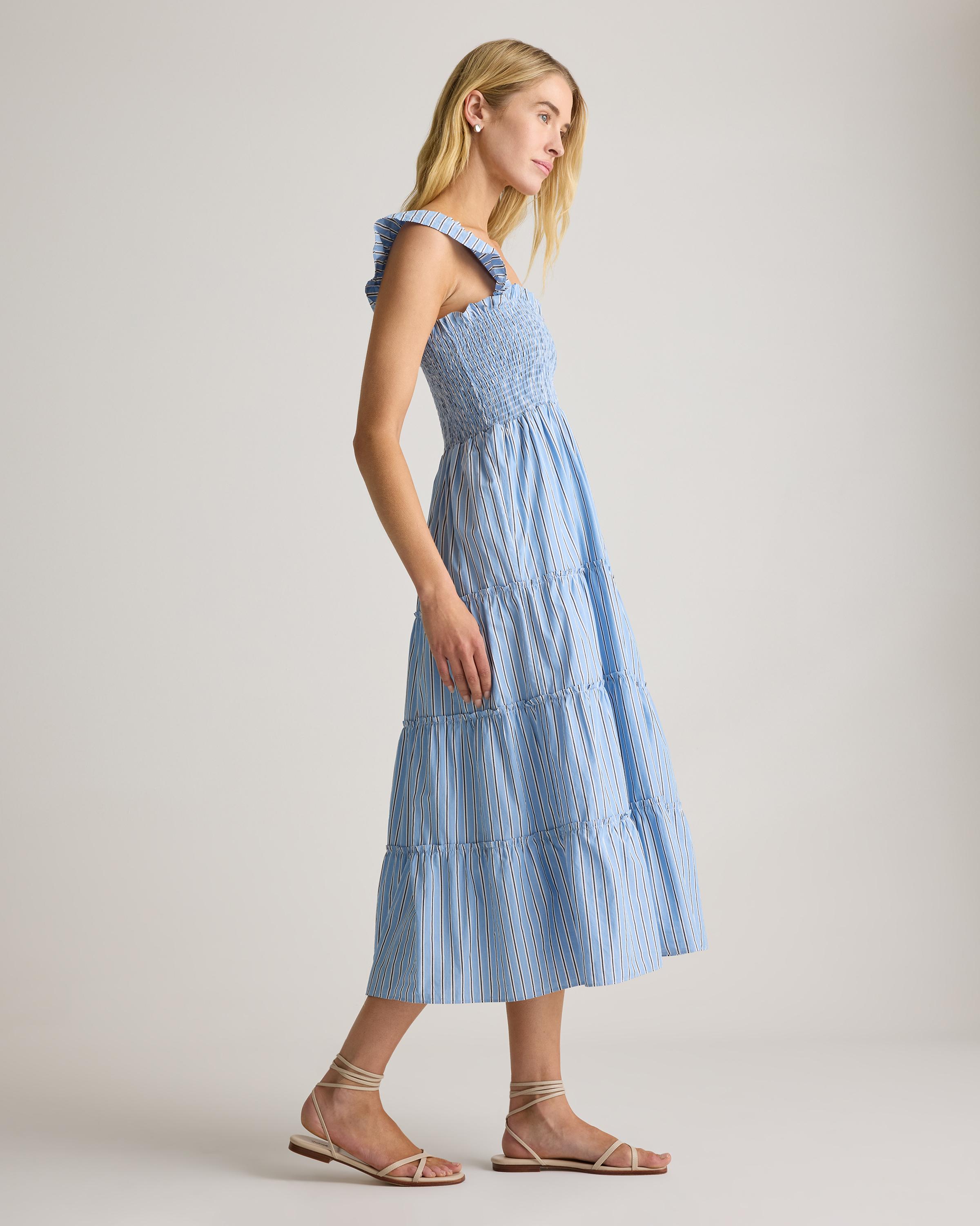 knee length dresses for ladies Nalini Smocked Midi Dress in Poplin