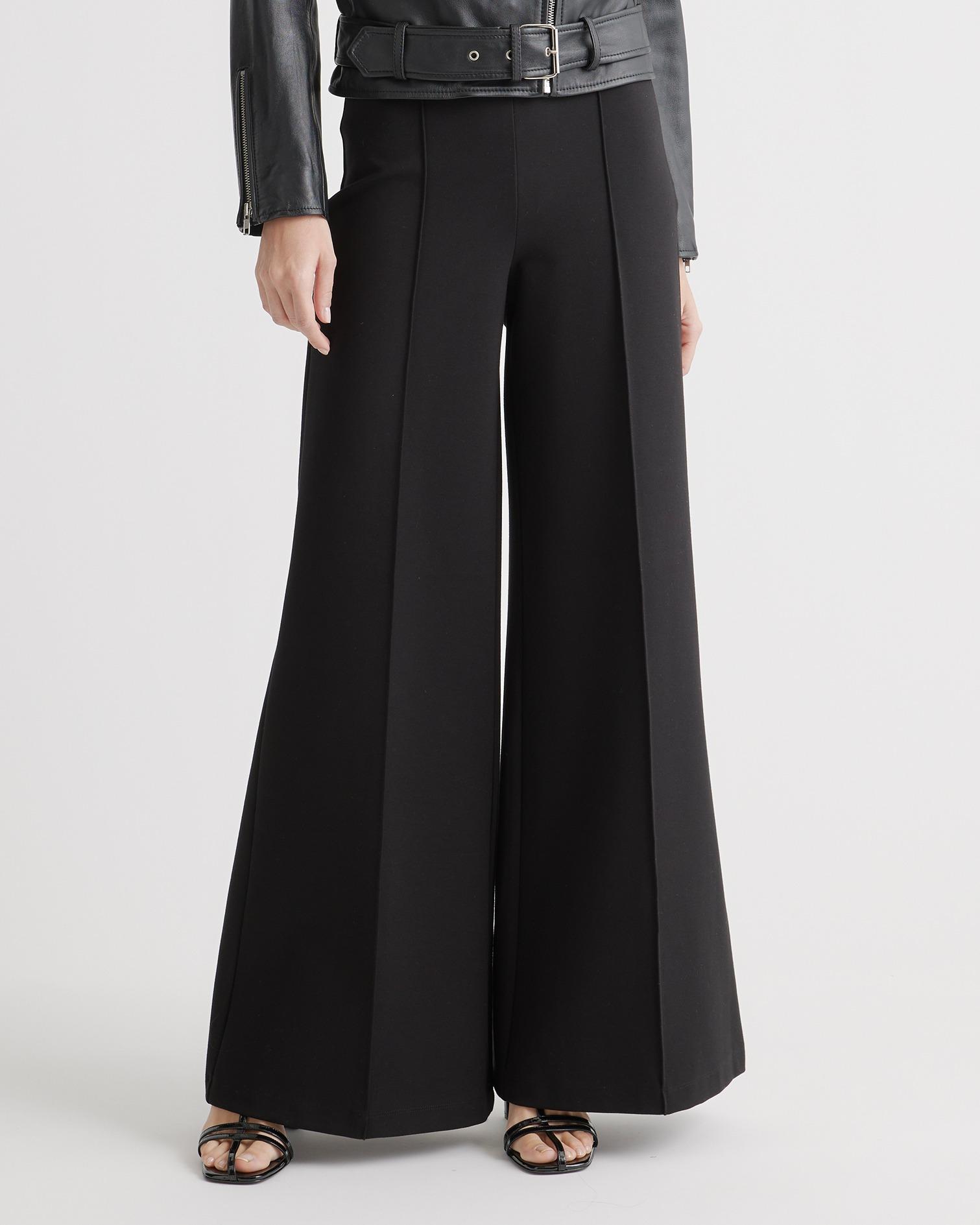 Quince Ultra-stretch Ponte Super Wide Leg Pants in Black | Lyst