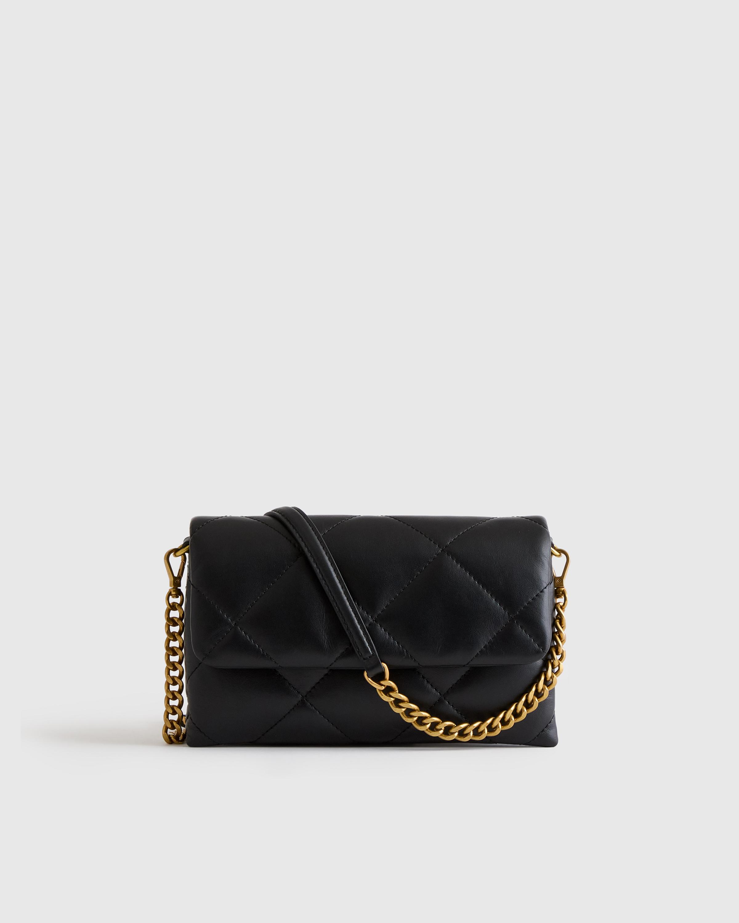 Quince Italian Leather Diamond Quilted Wallet Crossbody in 