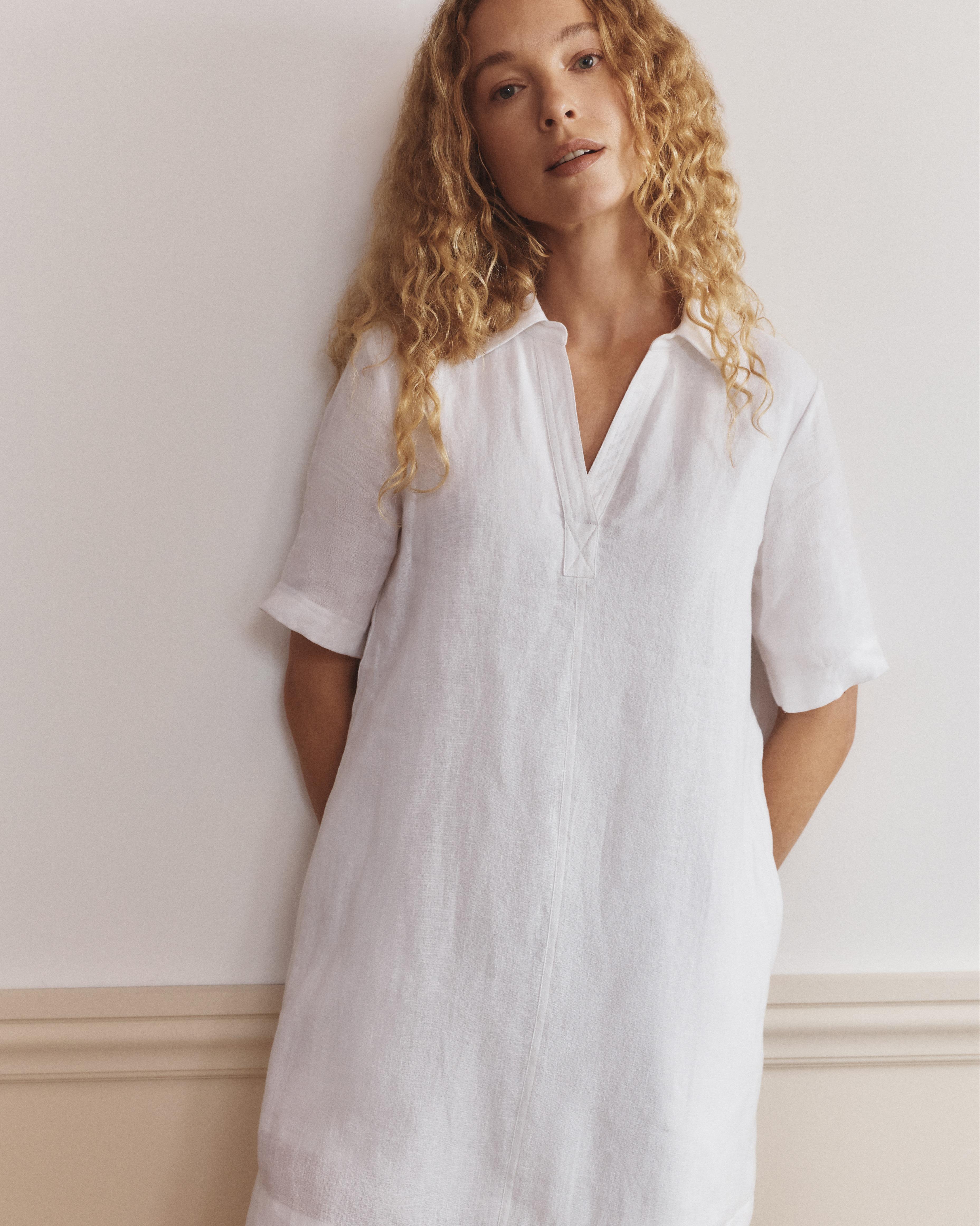 chinese dress ladies Everlane Popover Dress, Linen, Black, Size Small main image 0