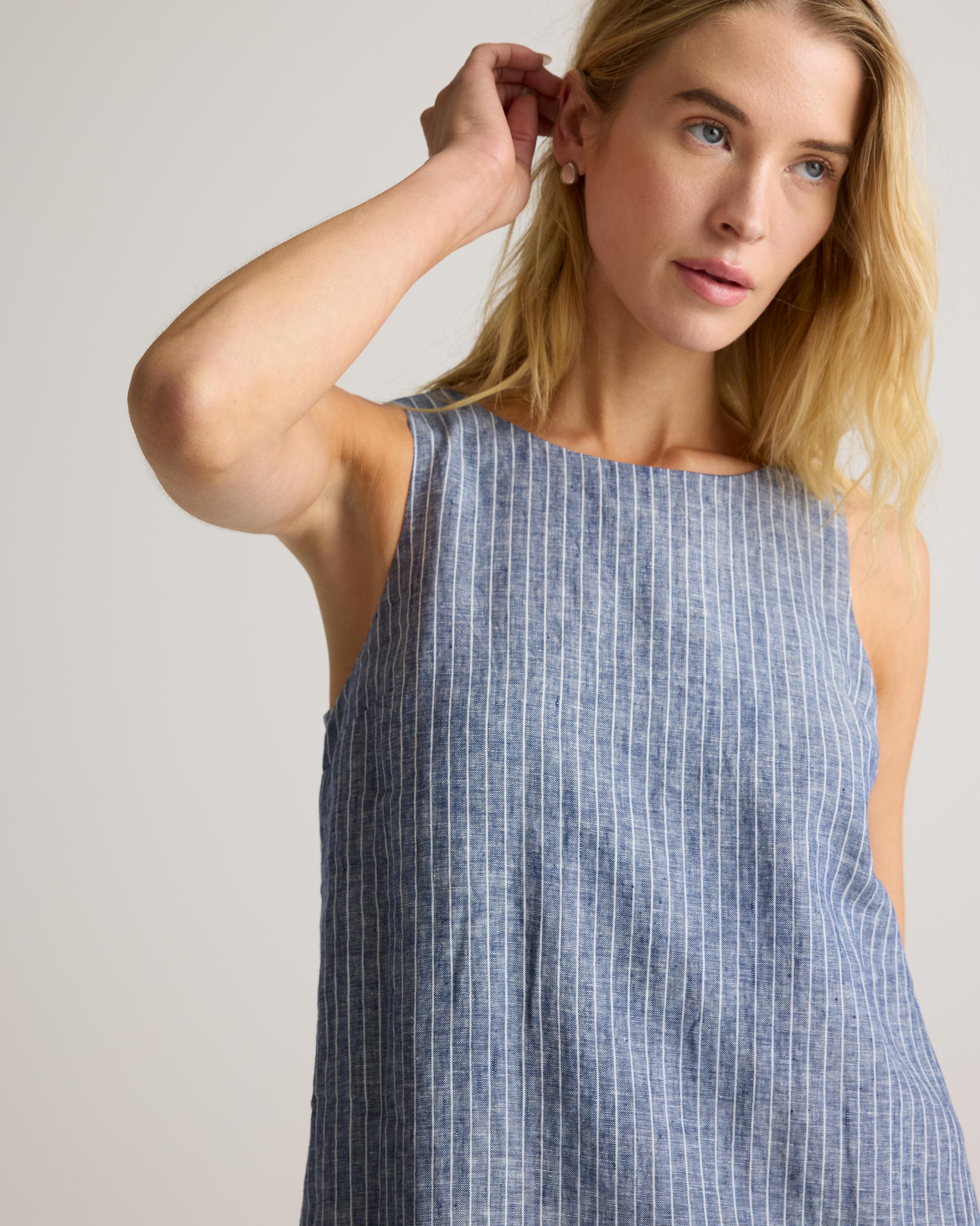 Quince 100% European Linen Tank Top Mini Dress in Blue | Lyst