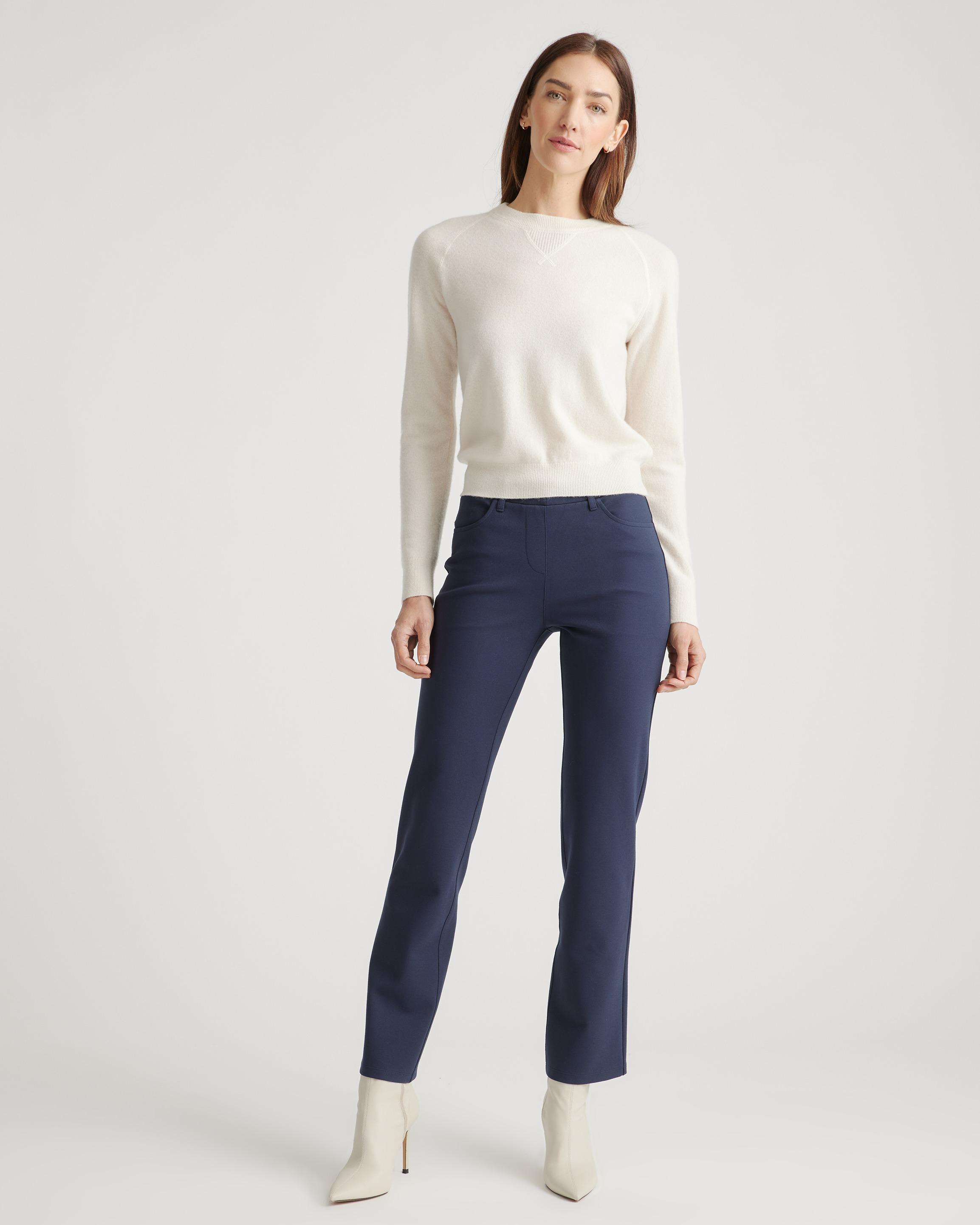 Quince Ultra-stretch Ponte Straight Leg 4-pocket Pants in Blue