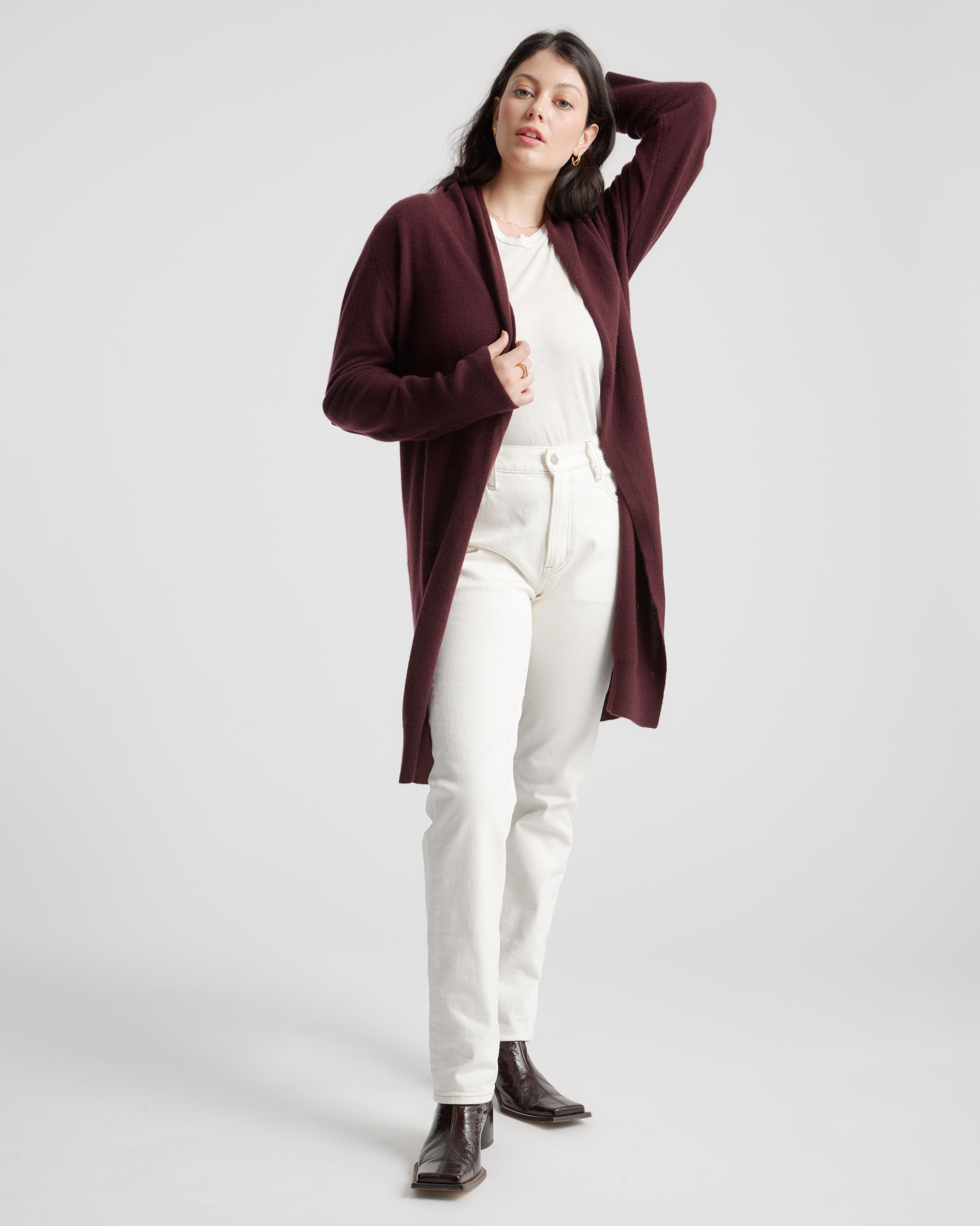 Quince Mongolian Cashmere Duster Cardigan Sweater in White | Lyst