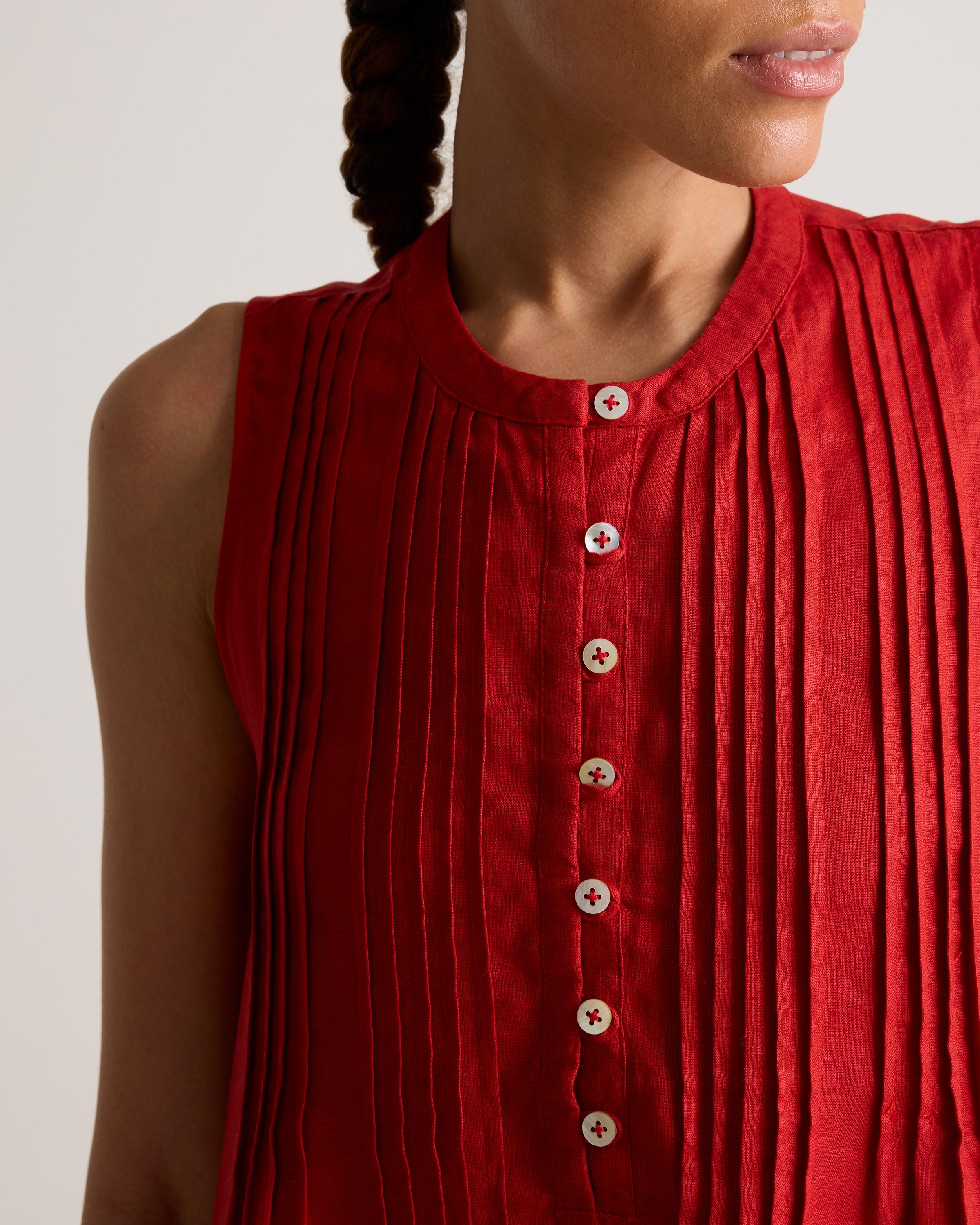 Quince 100% European Linen Sleeveless Swing Dress in Red | Lyst
